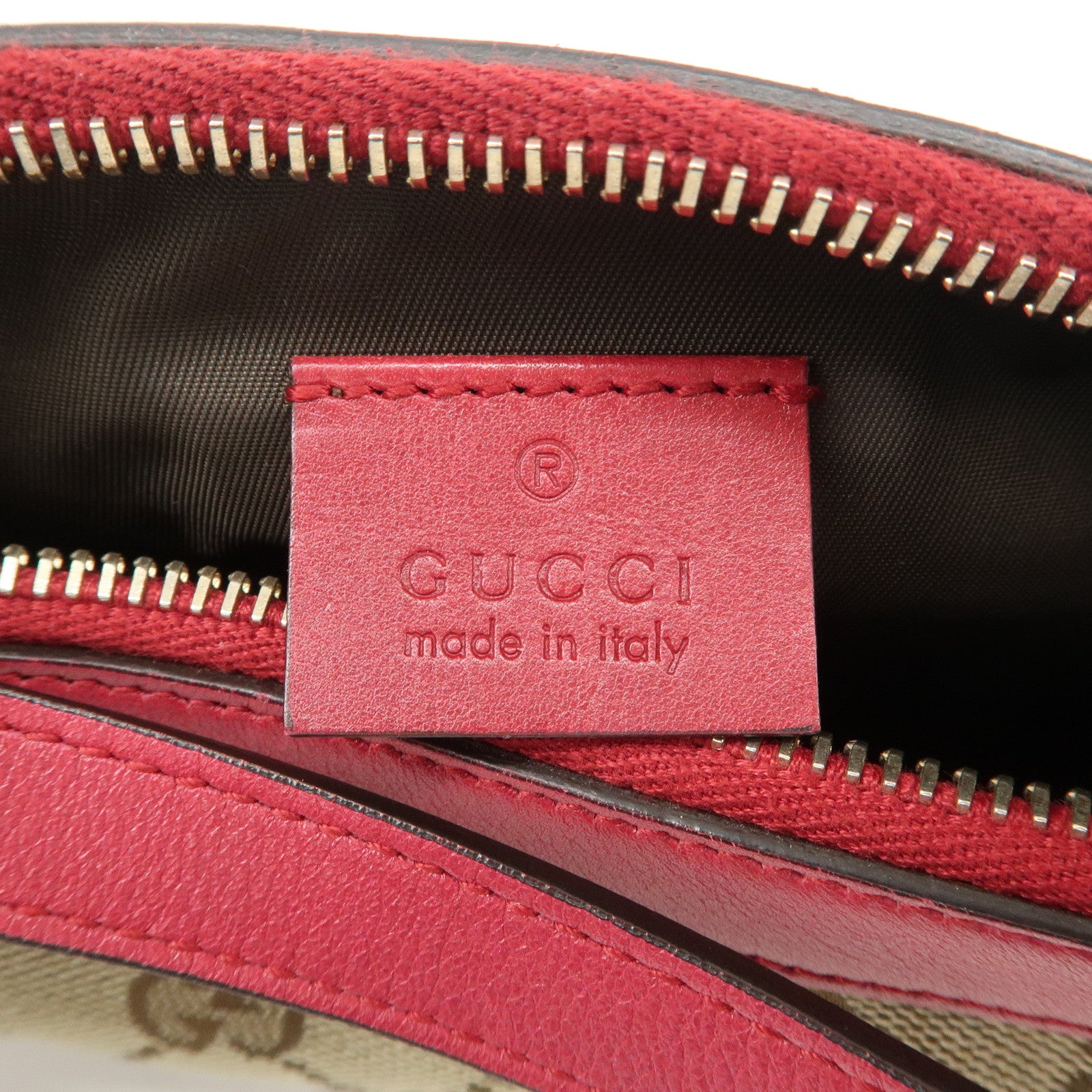 GUCCI Lovely Heart GG Canvas Leather Hand Bag Beige Red 245938 Used
