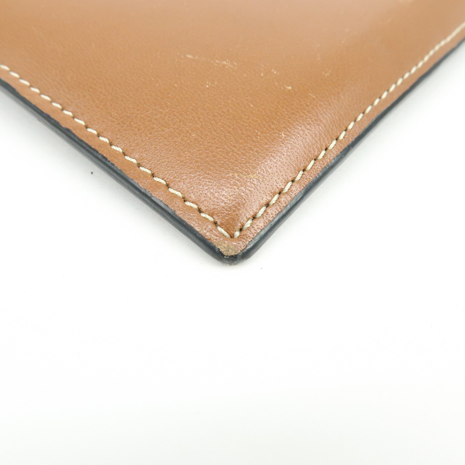 CELINE Triomphe Leather PVC Canvas Card Fragment Case Black Brown