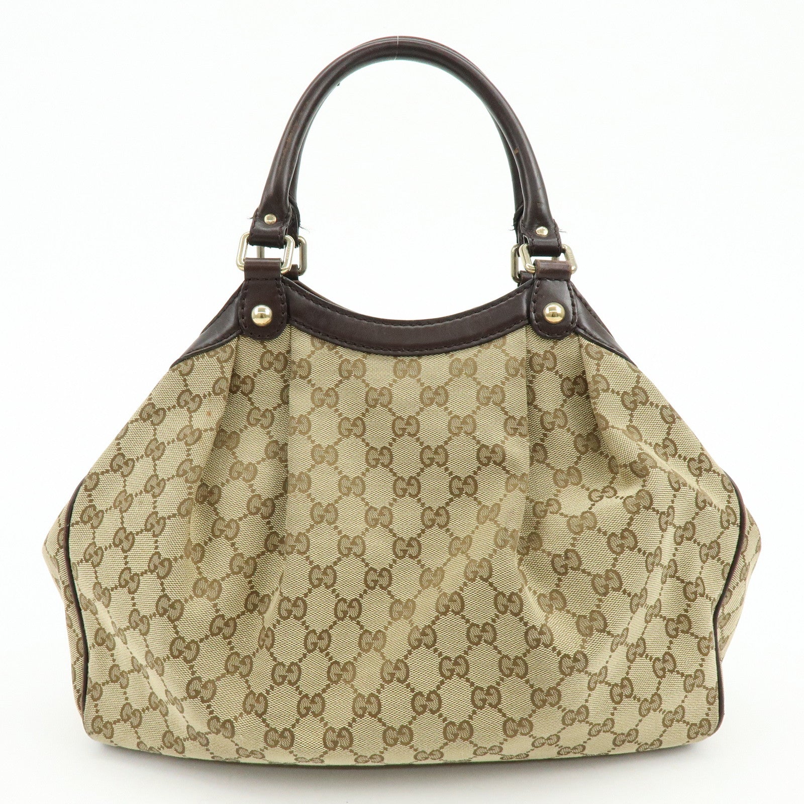 GUCCI Sukey GG Canvas Leather Tote Bag Hand Bag Beige Brown 211944