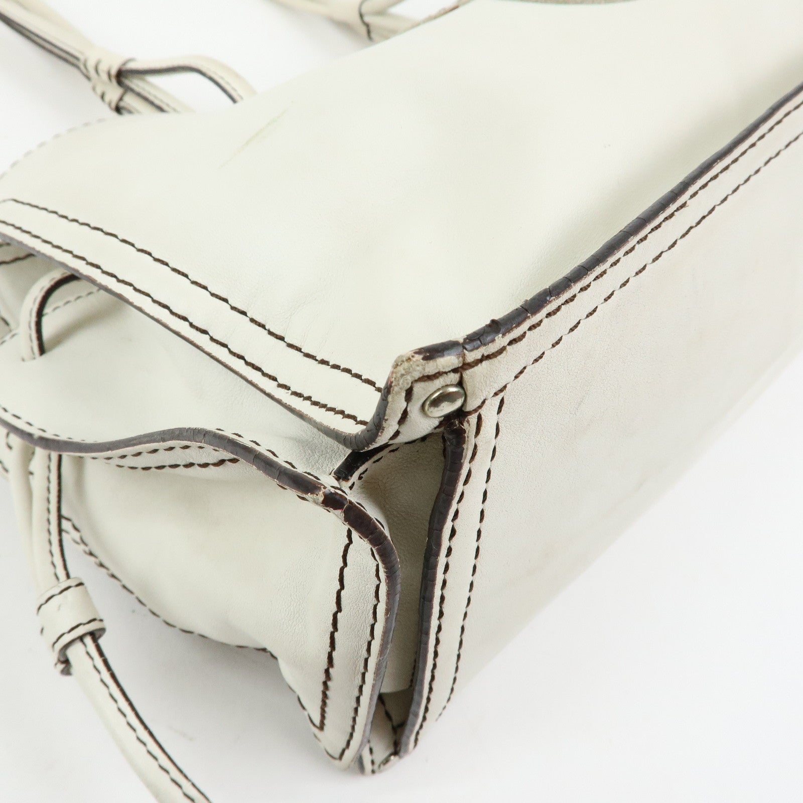 LOEWE Anagram Shopper Tote Leather Tote Bag Shoulder Bag White