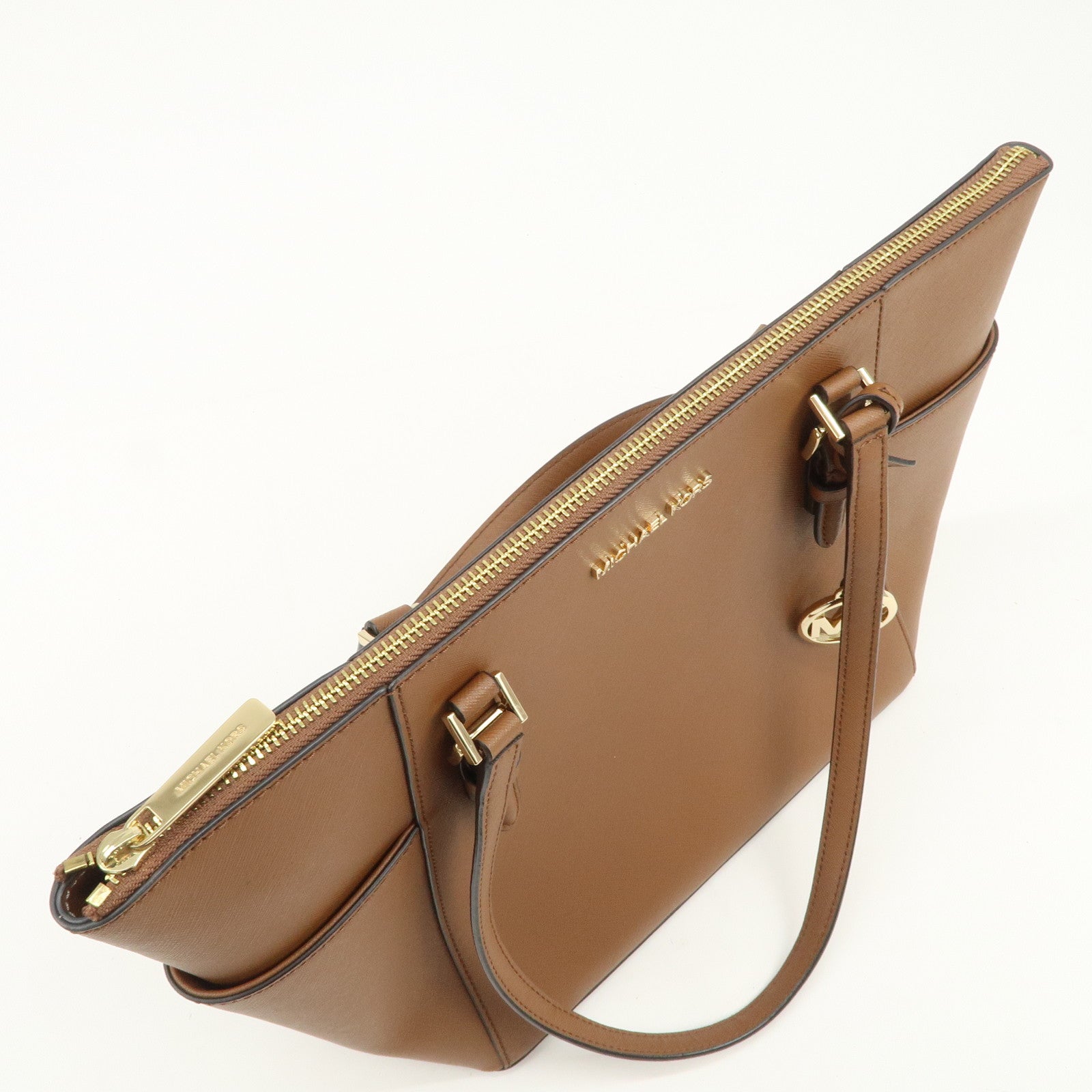 MICHAEL KORS Leather Tote Bag Shoulder Bag Brown Gold