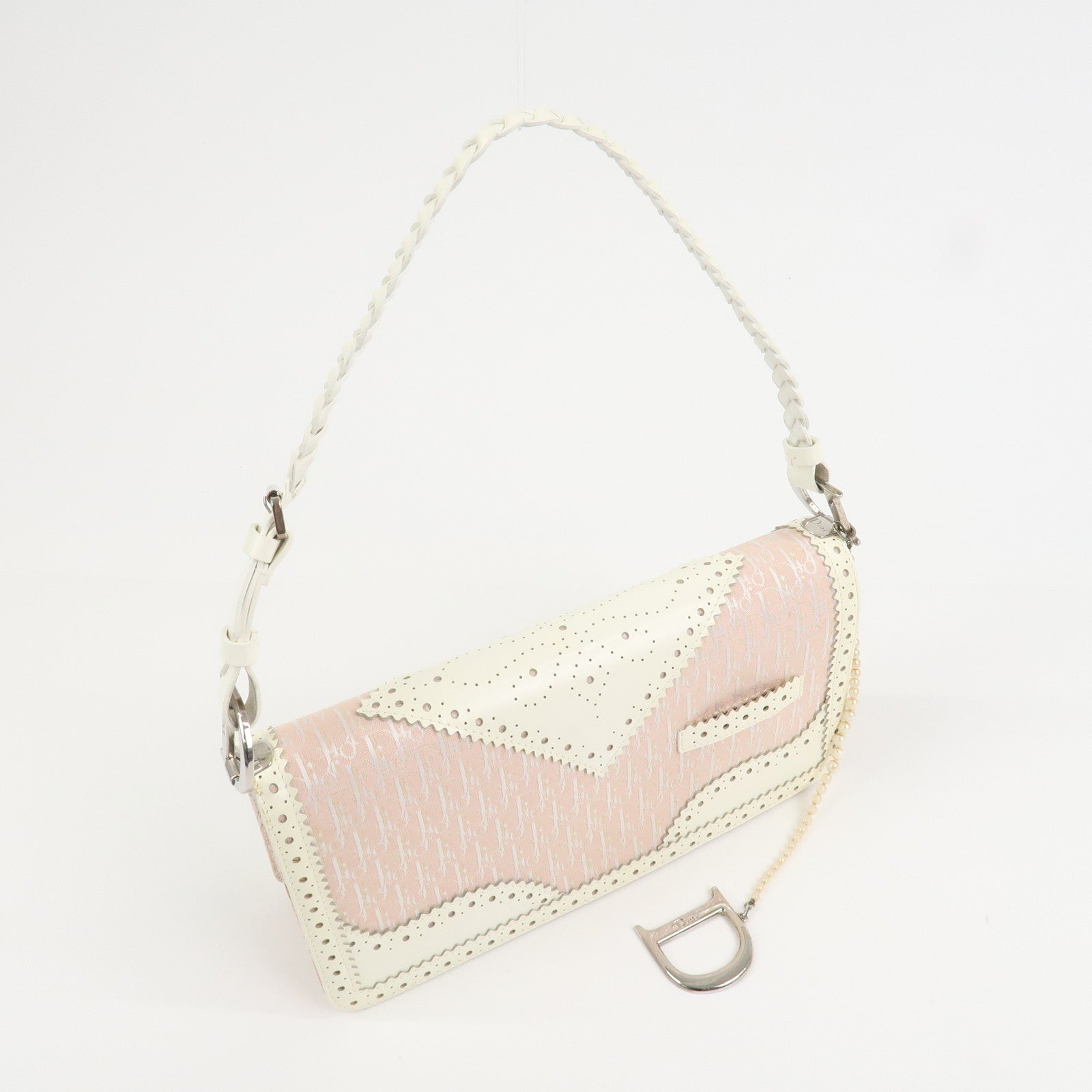 Christian Dior Trotter Canvas Leather Hand Bag Shoulder Bag Pink