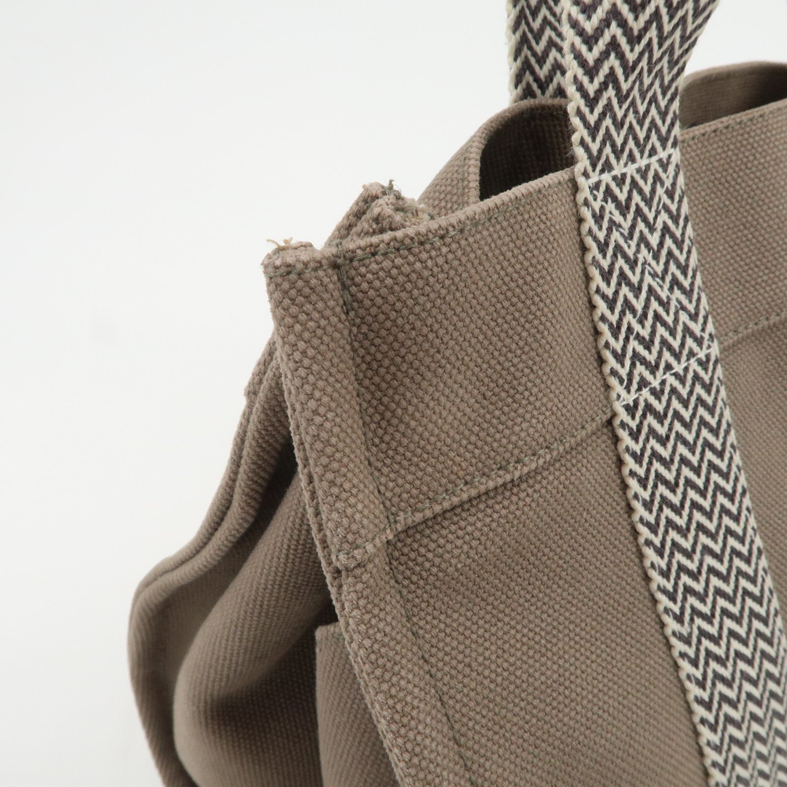 HERMES Cannes PM Canvas Tote Bag Hand Bag Beige