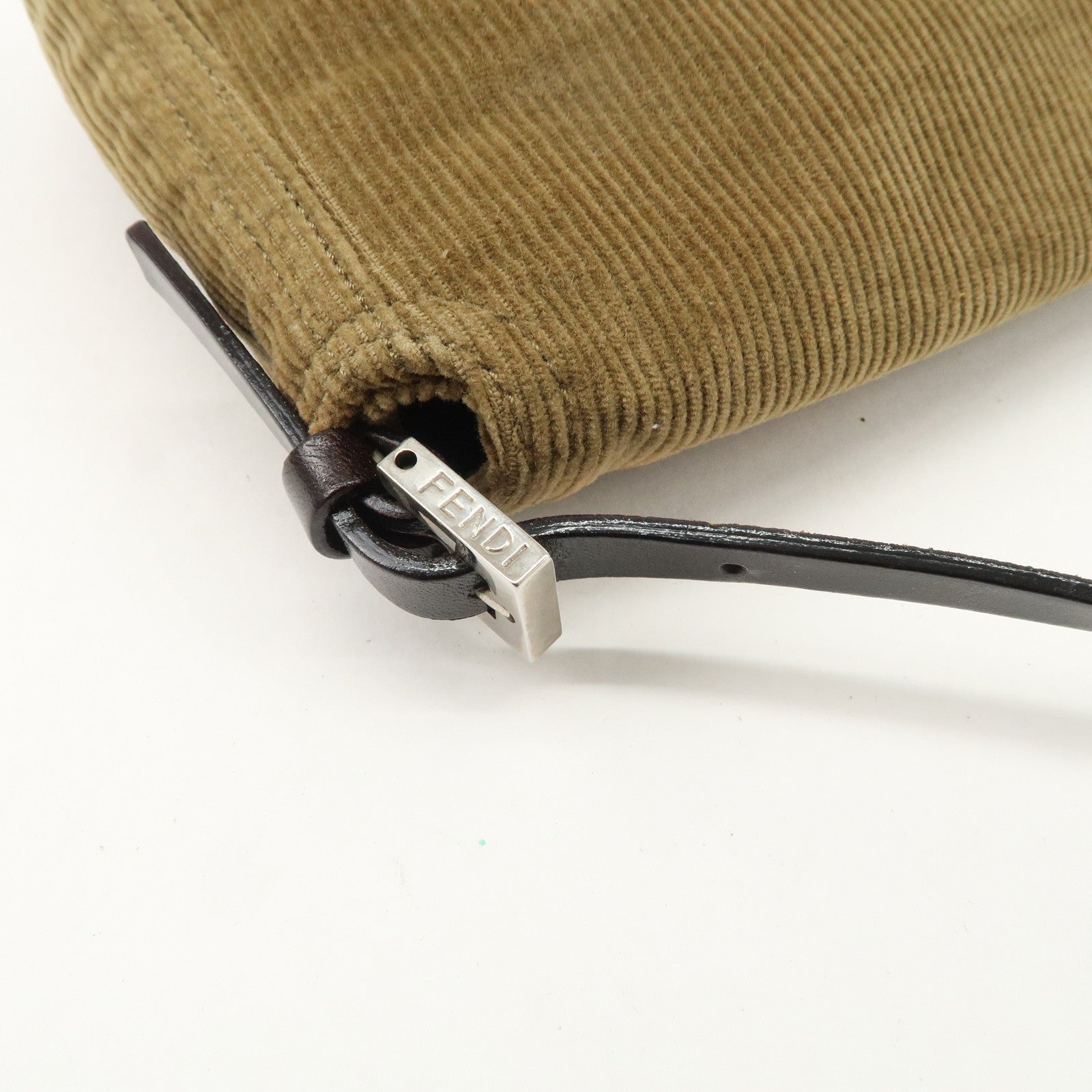 FENDI Logo Corduroy Shoulder Bag Hand Bag Caramel Used