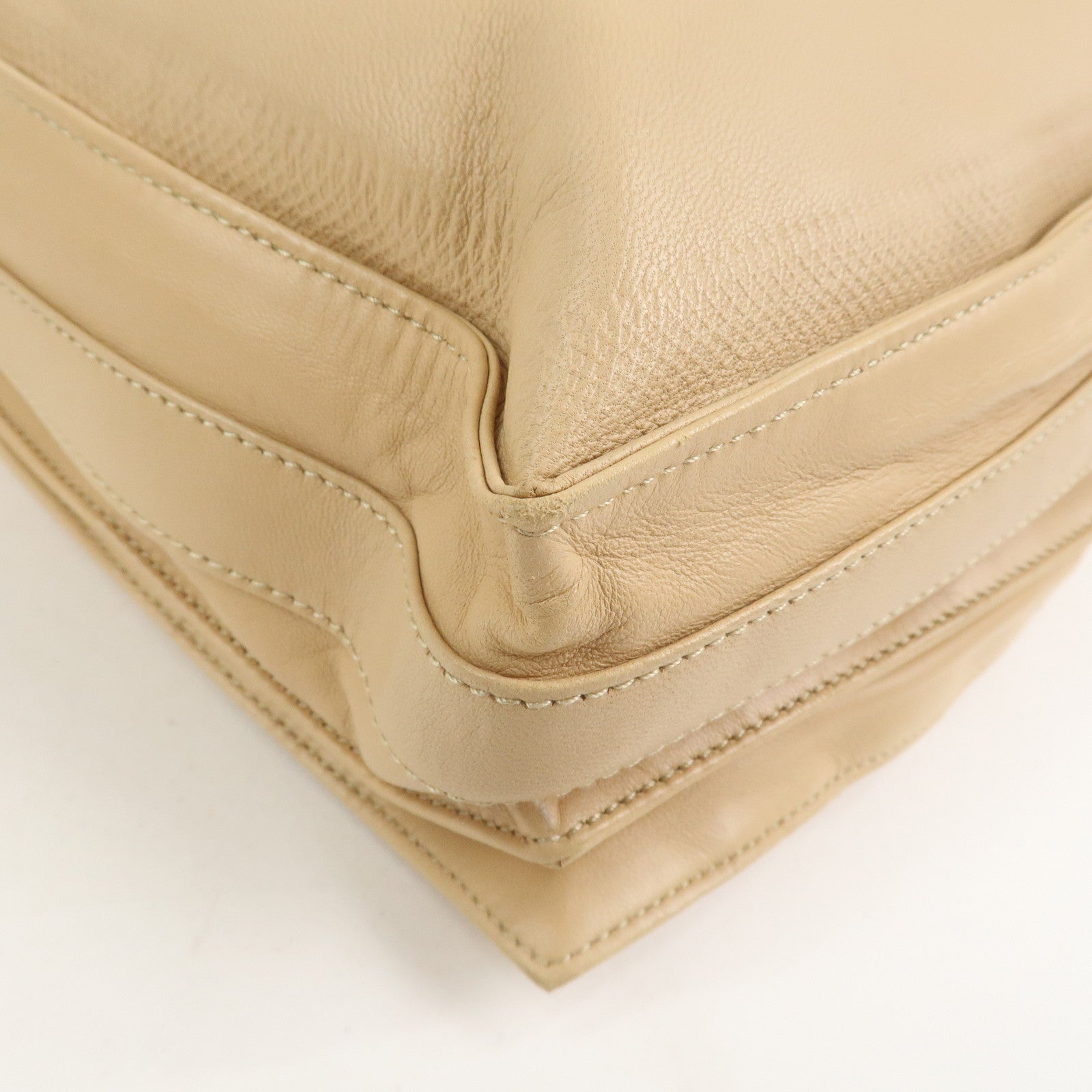 LOEWE Logo Nappa Leather Shoulder Bag Crossbody Bag Beige