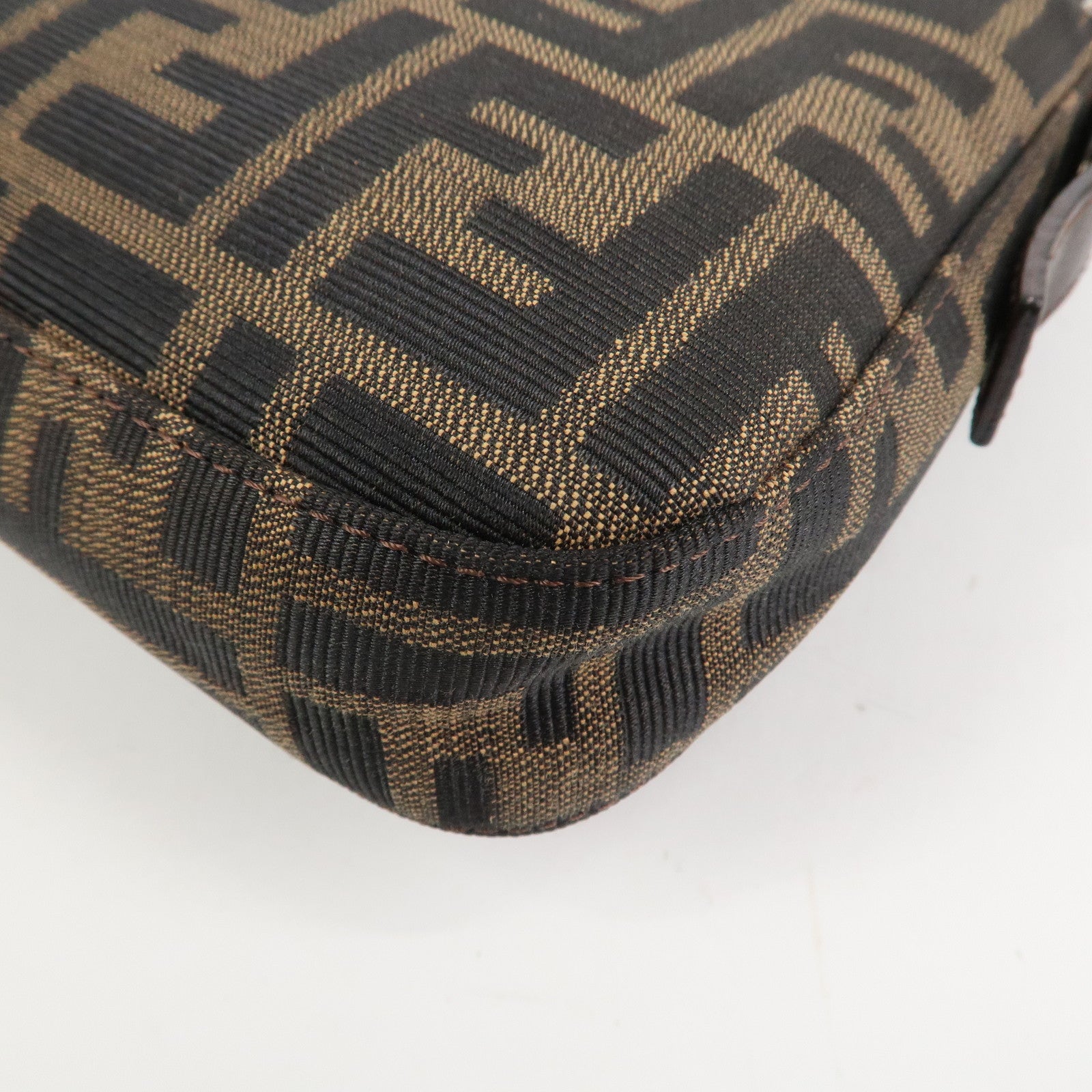 FENDI Zucca Mamma Baguette Canvas Leather Shoulder Bag Brown 26424