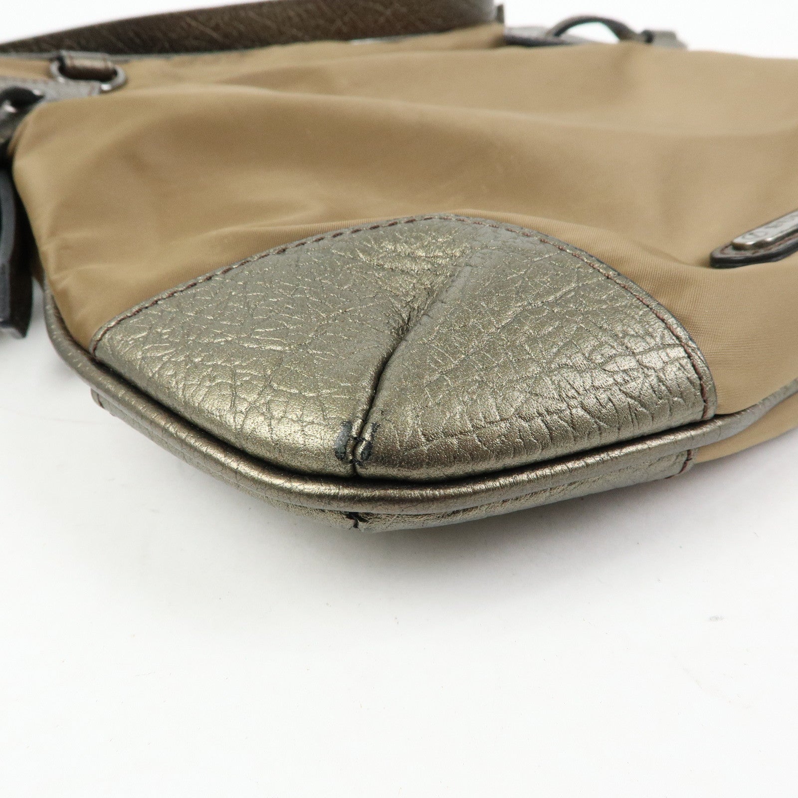 BURBERRY Nylon Leather Shoulder Bag Crossbody Bag Khaki