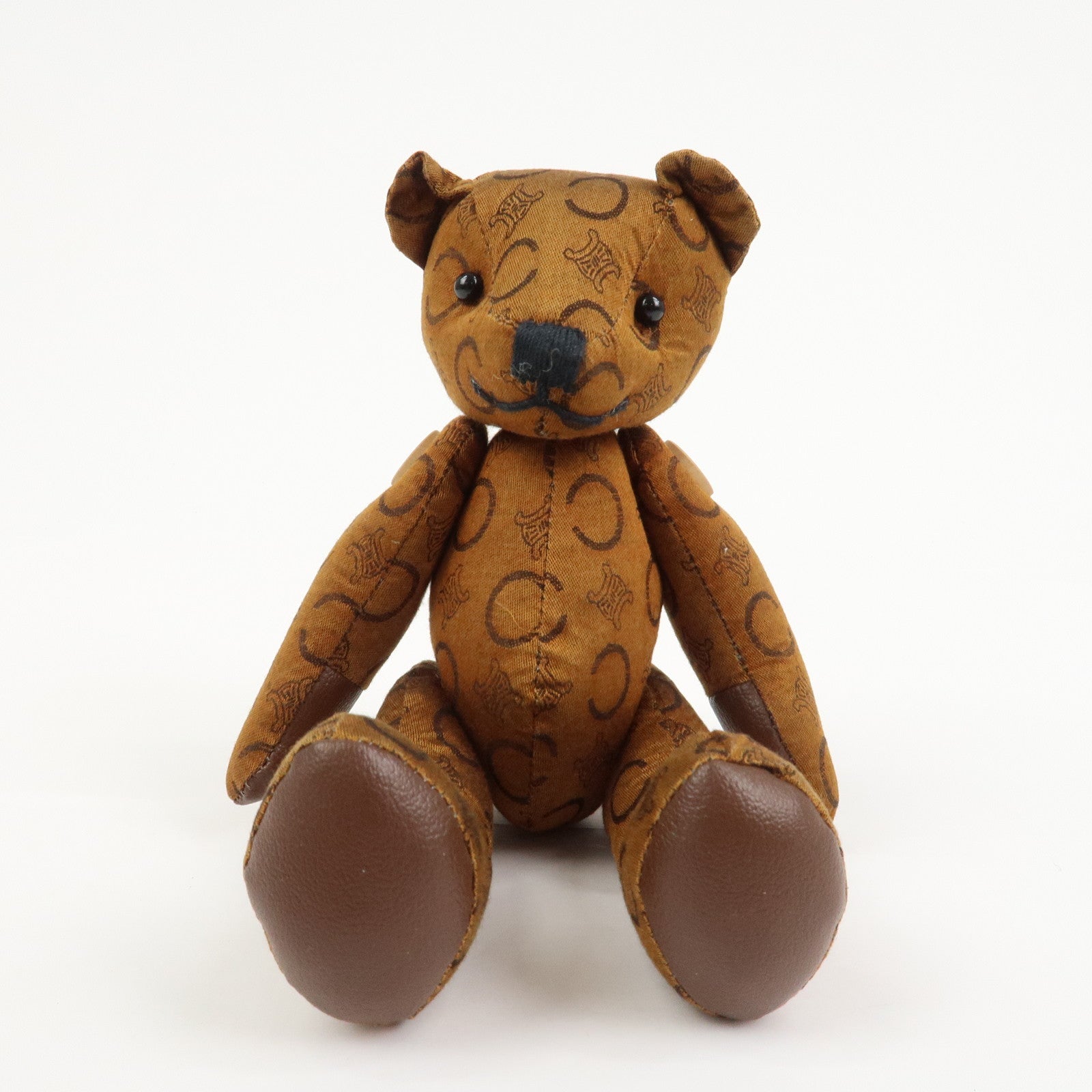 CELINE C Macadam Canvas Leather Teddy Bear Stuffed Animal Brown