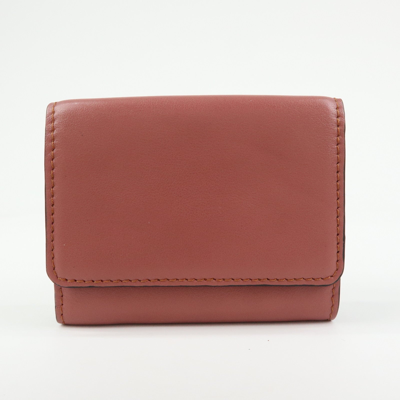 Chloe See By Chloe Leather Suede Compact Trifold Wallet Dusty Pink