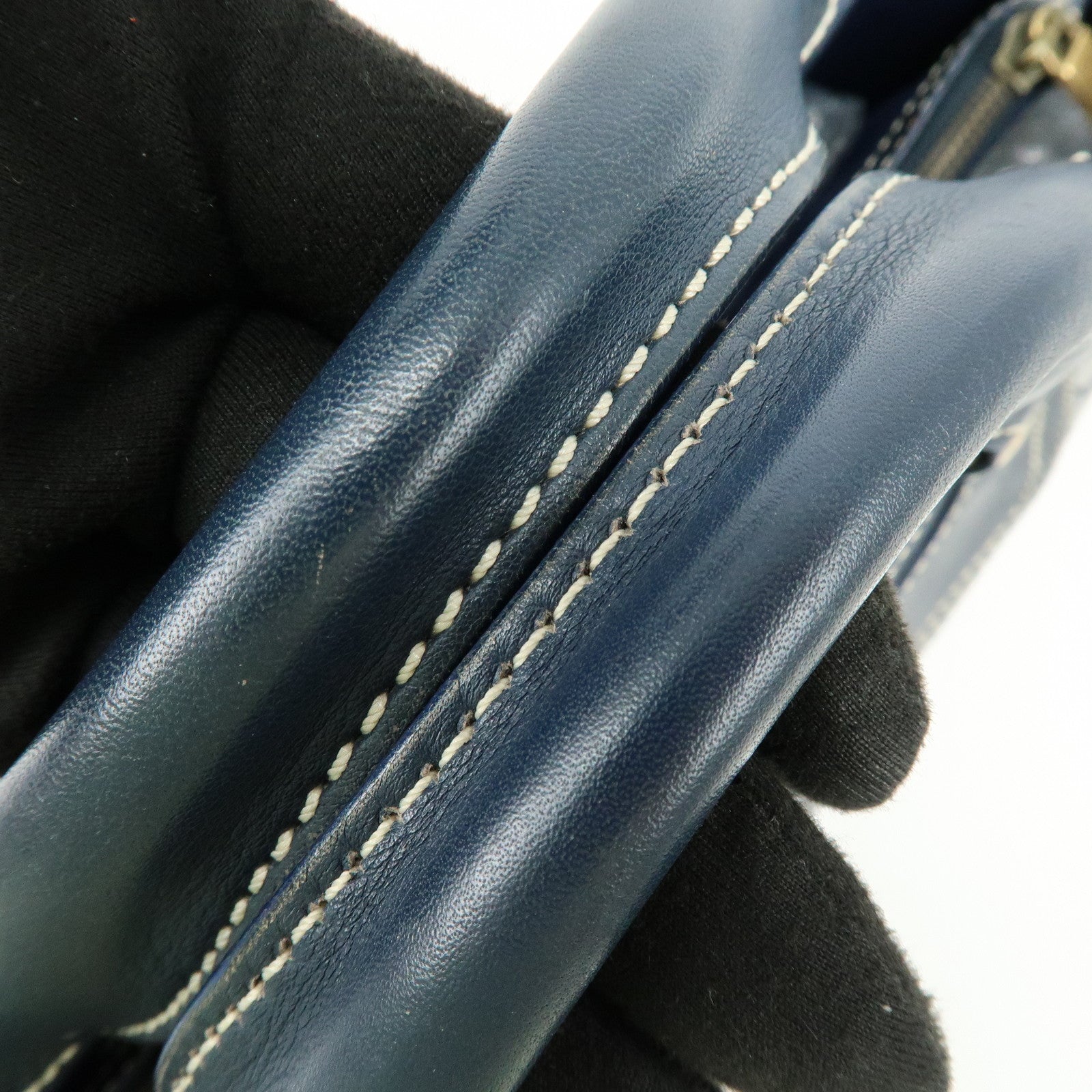 CELINE Macadam Canvas Leather Boogie Bag Hand Bag Navy