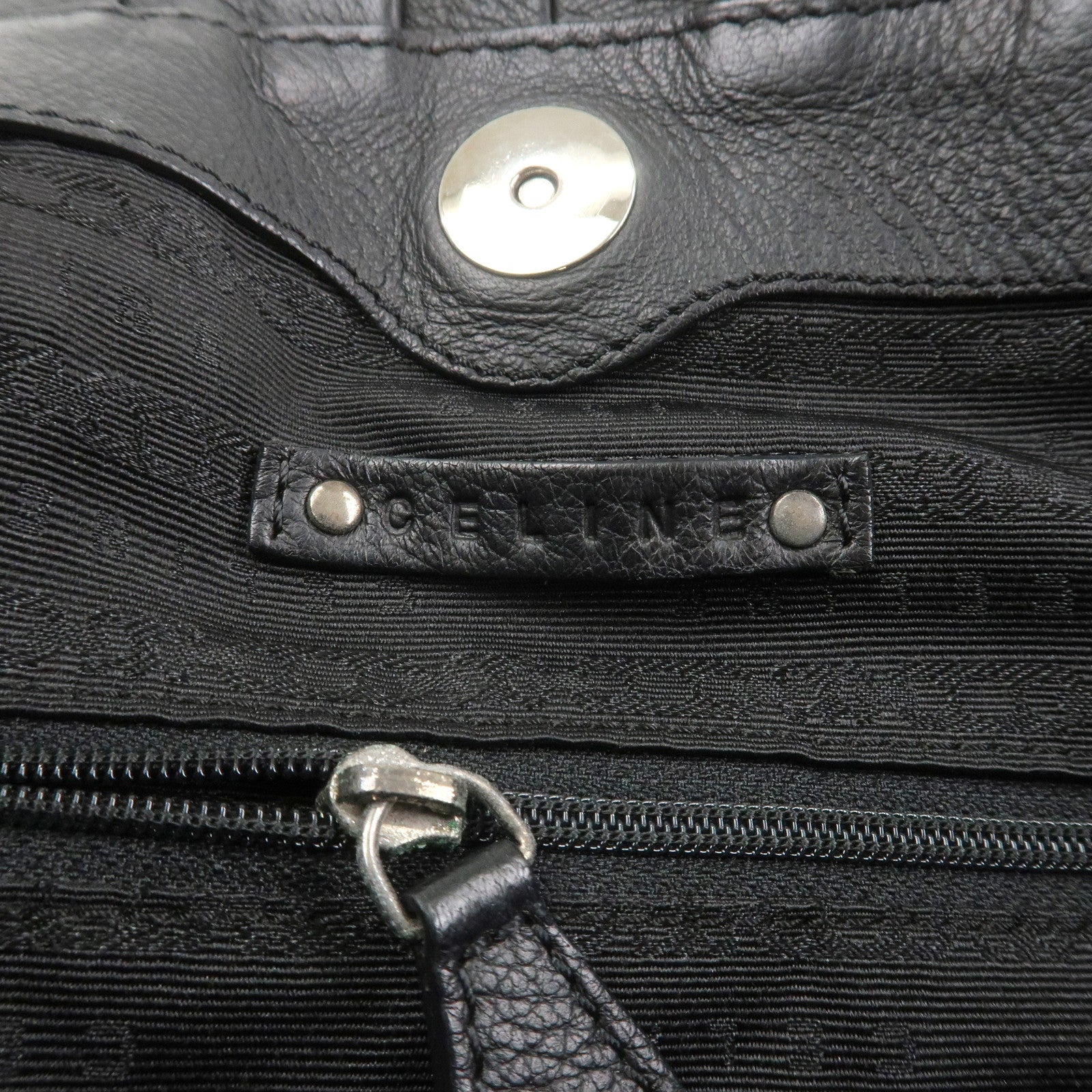 CELINE Macadam Leather Pillow Small 2Way Hand Shoulder Bag Black