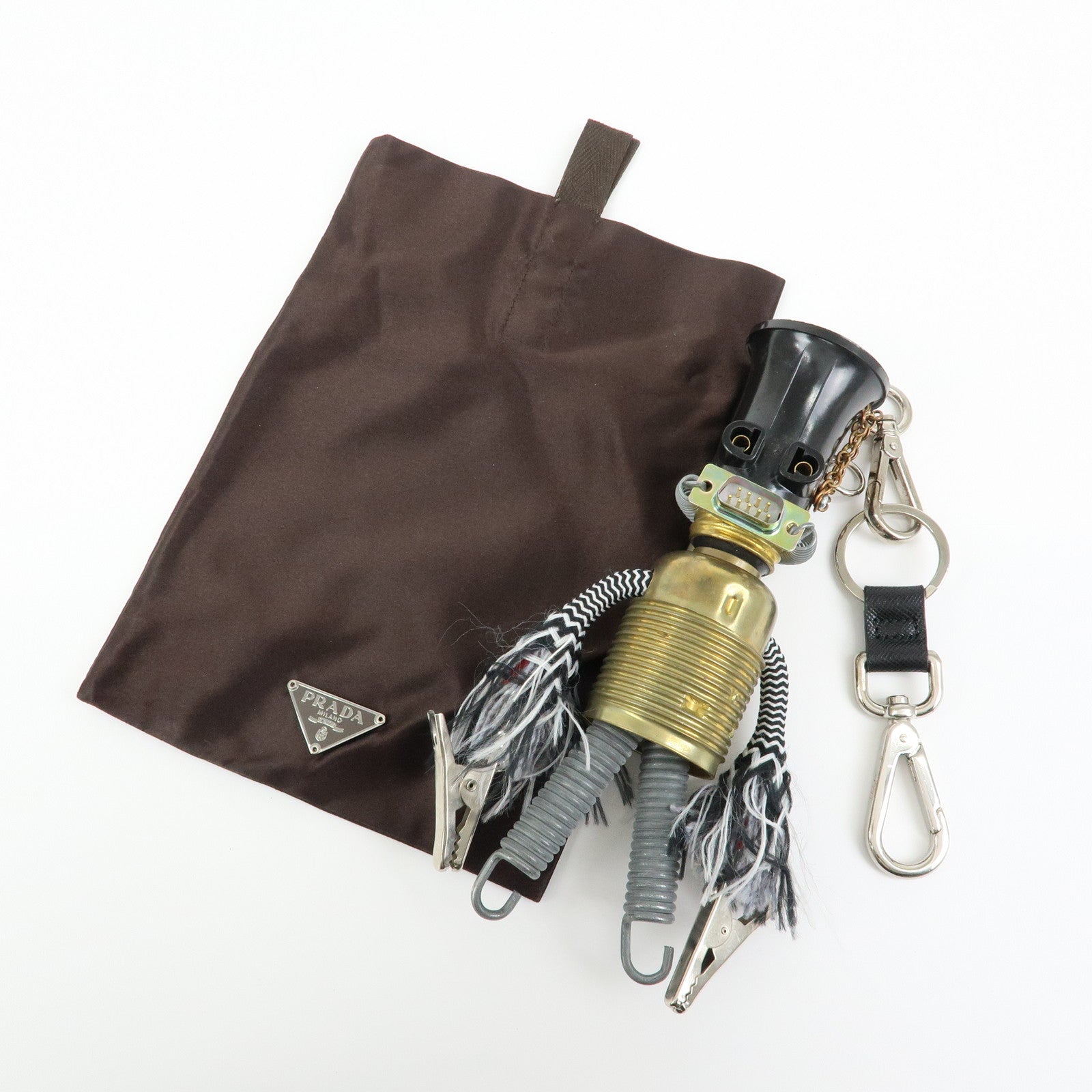 PRADA Robot Metal Plastic Bag Charm Key Charm Silver Gold