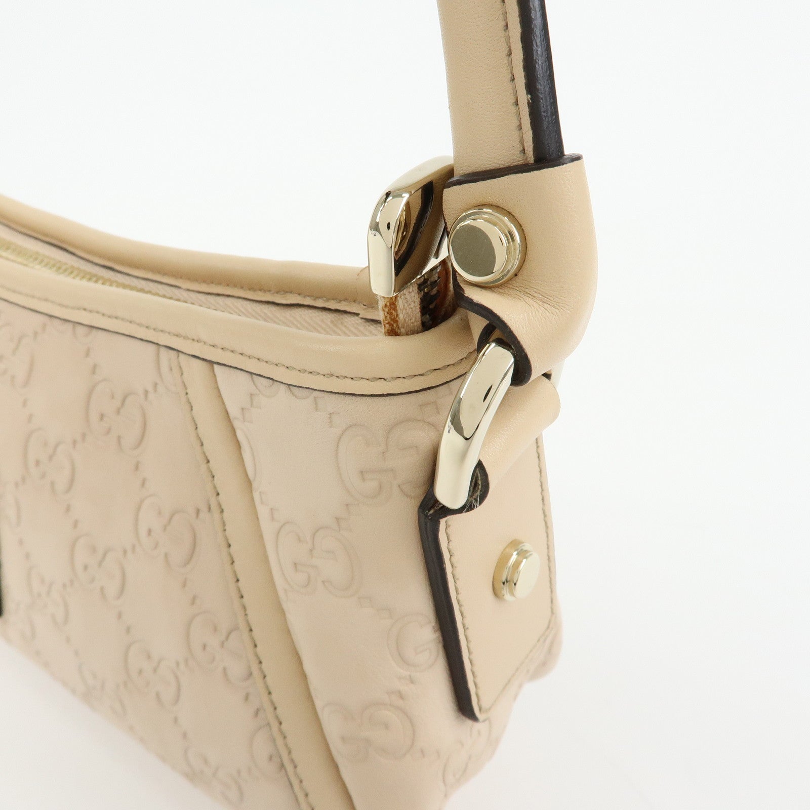 GUCCI Abbey Guccissima Leather Hand Bag Shoulder Bag Beige 130939