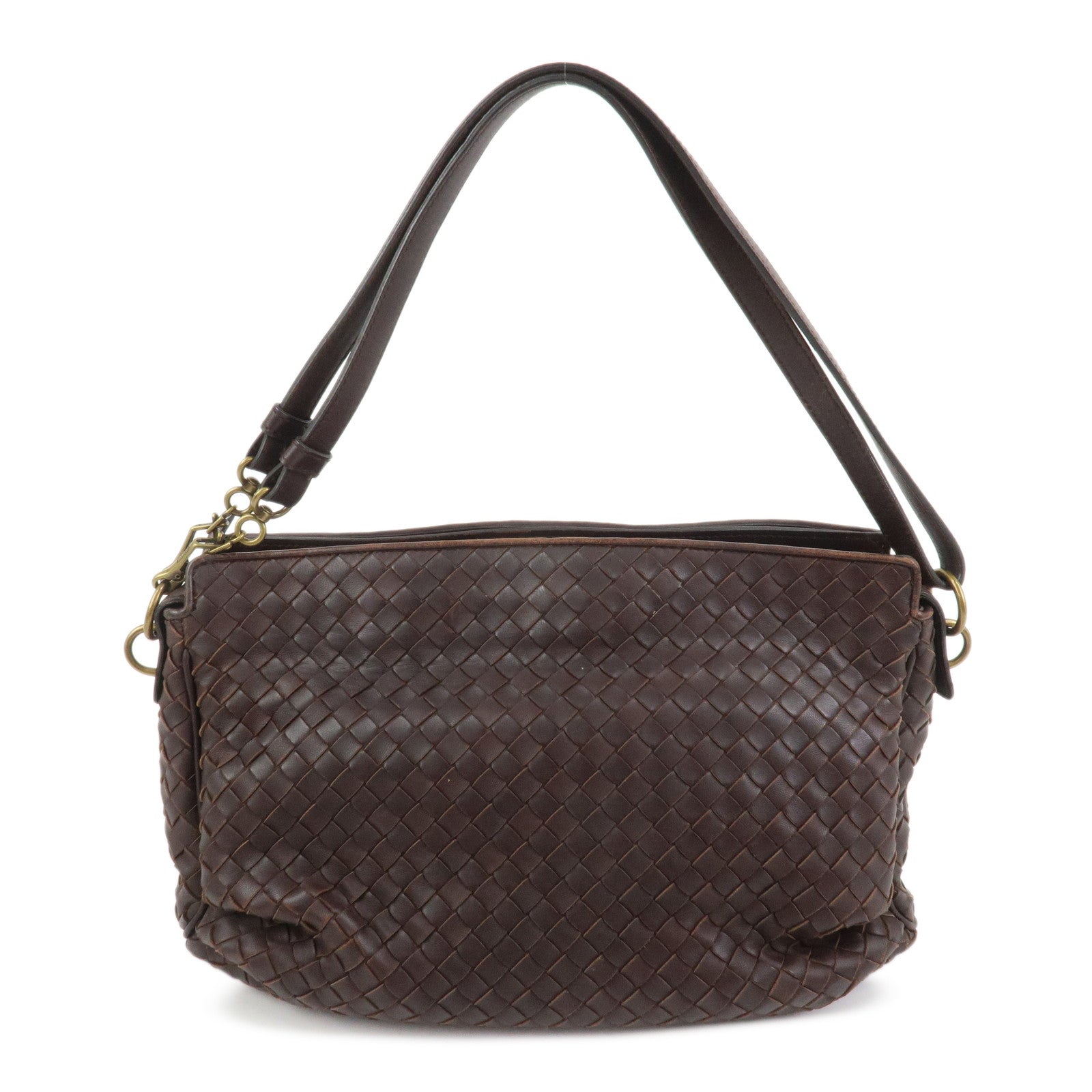 BOTTEGA VENETA Intrecciato Nappa Leather Shoulder Bag Brown