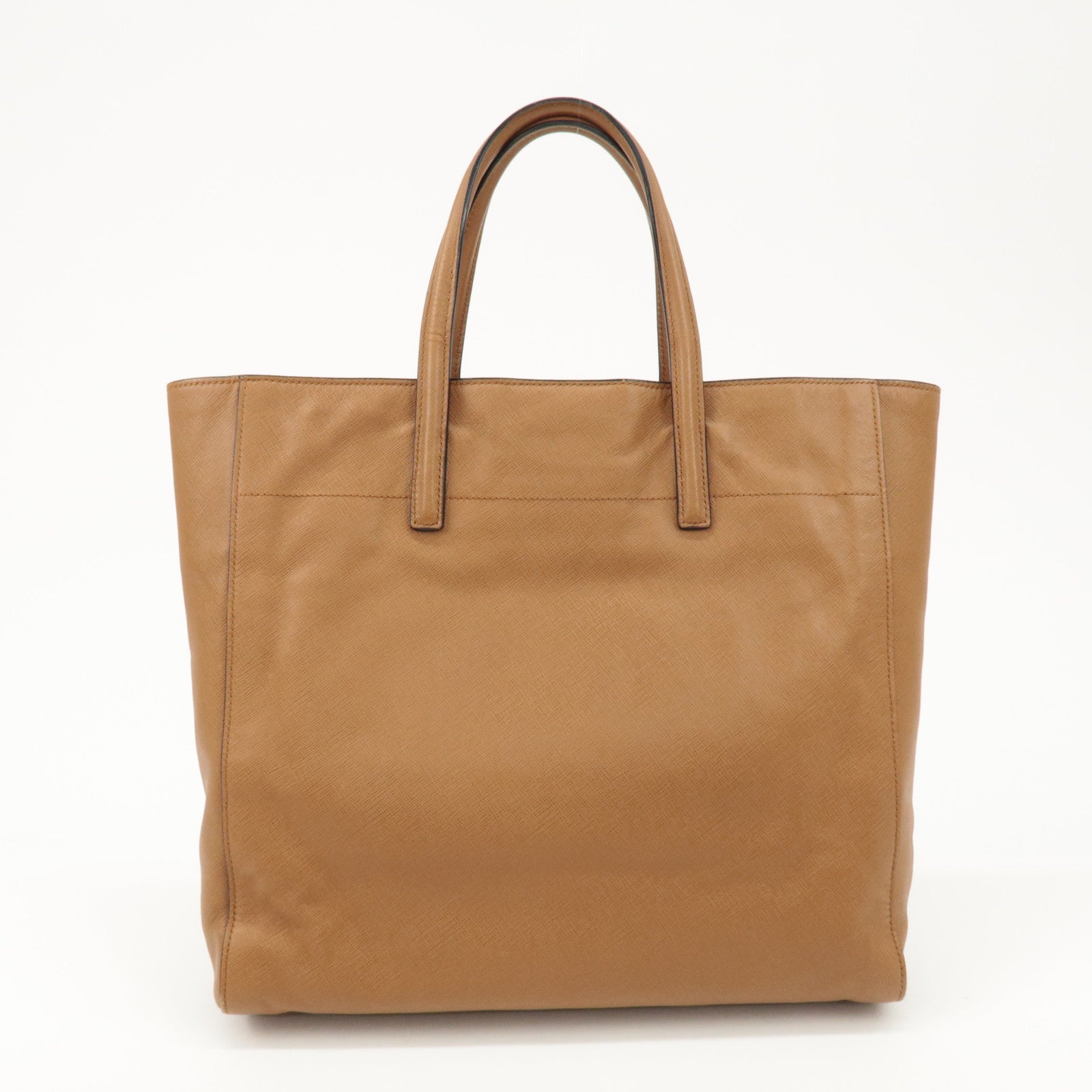 PRADA Triangle Logo Saffiano Leather 2Way Tote Bag Brown BN2666