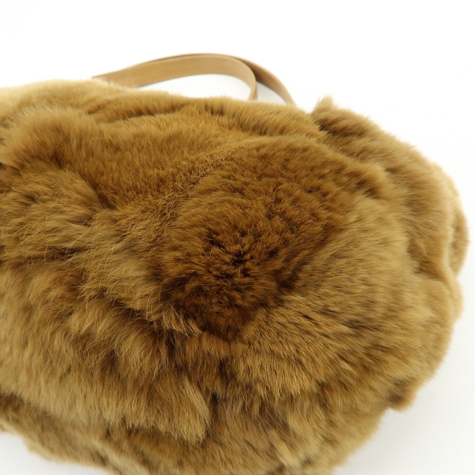 CHANEL COCO Mark Fur Lamb Skin Chain Shoulder Bag Brown