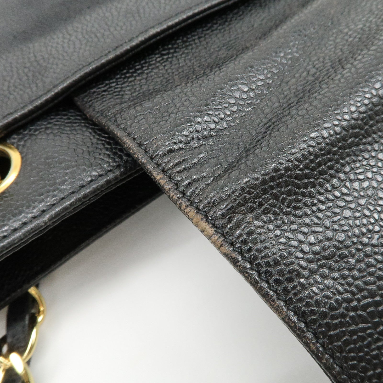 CHANEL Caviarskin Chain Tote Bag Shoulder Bag Black
