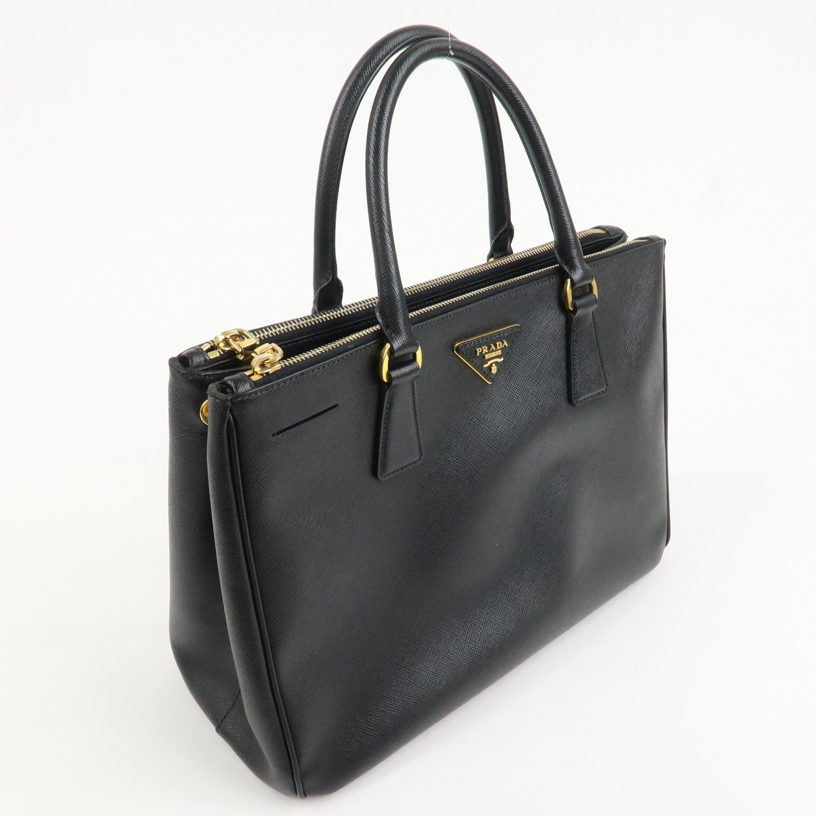 PRADA Triangle Logo Galleria Saffiano Leather 2Way Bag Black 1BA274