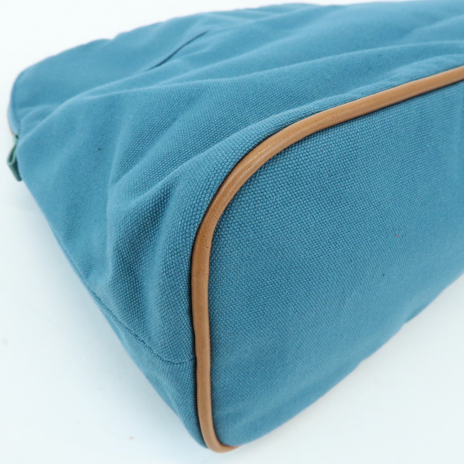 HERMES Cotton Canvas Bolide Cosmetic Pouch TGM Pouch Blue