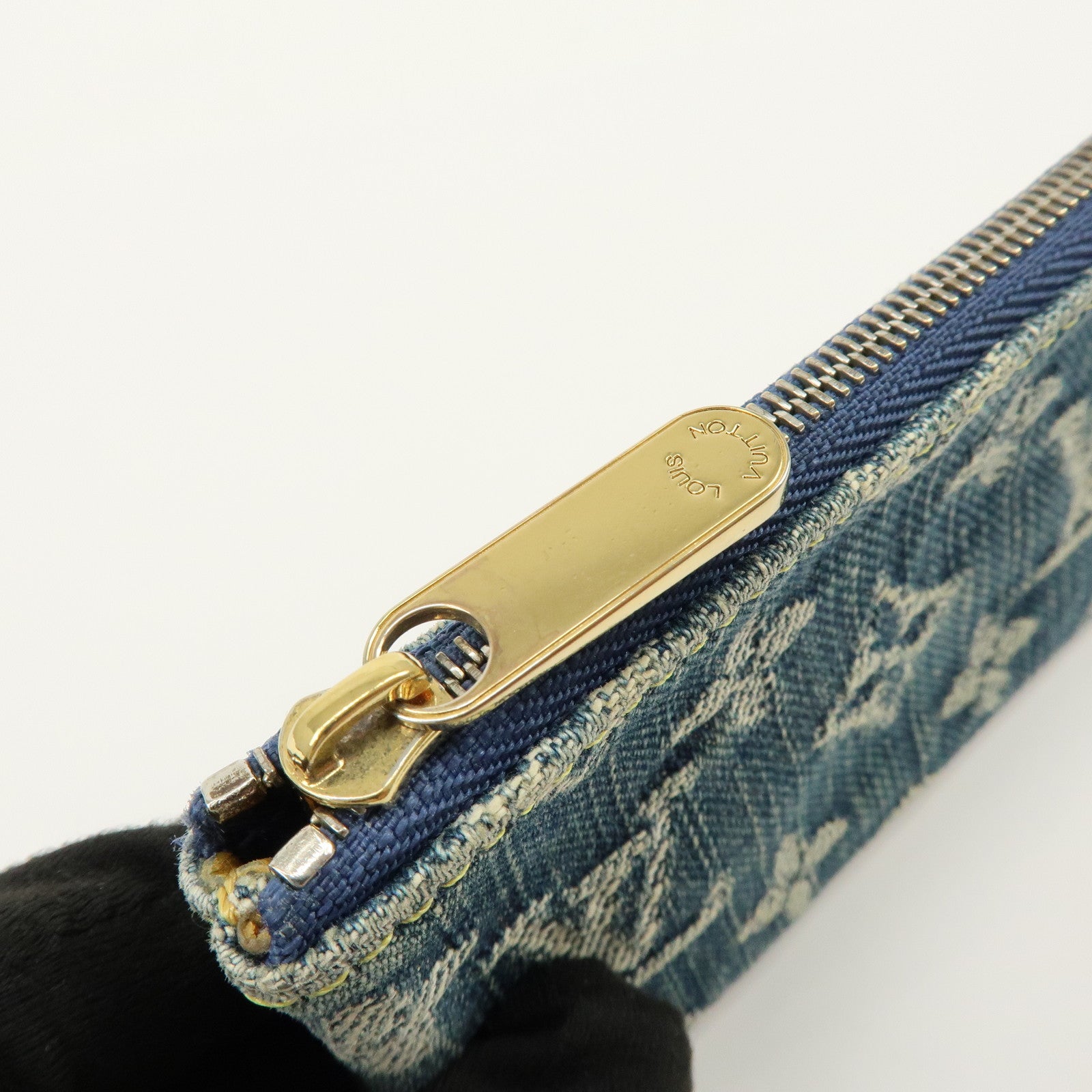 Louis Vuitton Monogram Denim Pochette Cles Coin Case Blue M95343