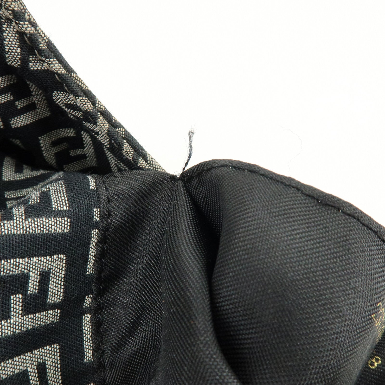 FENDI Zucchino Canvas Leather Hand Shoulder Bag Navy Pink 8BR158