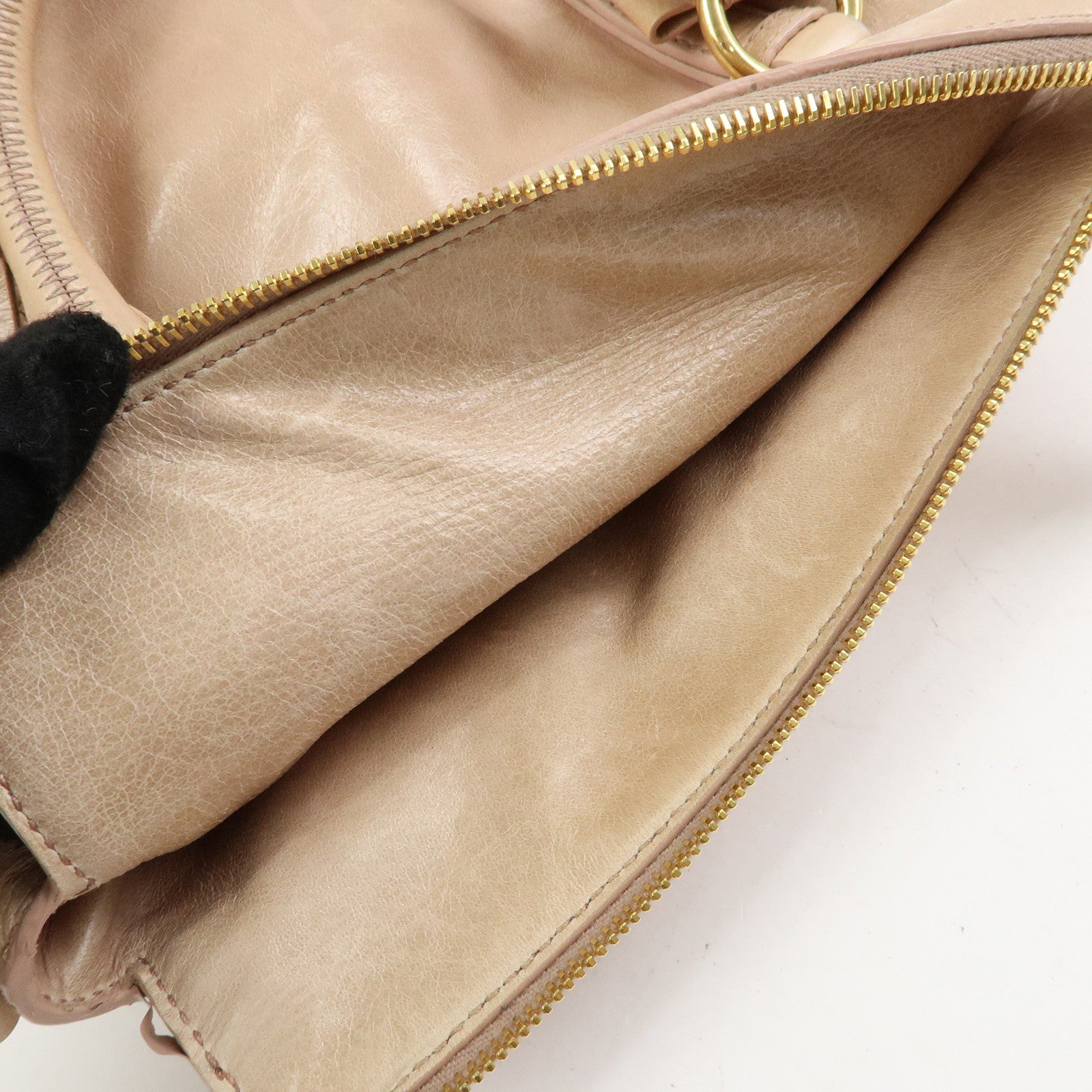 MIU MIU Leather Side Ribbon 2Way Bag Hand Bag Shoulder Bag Beige