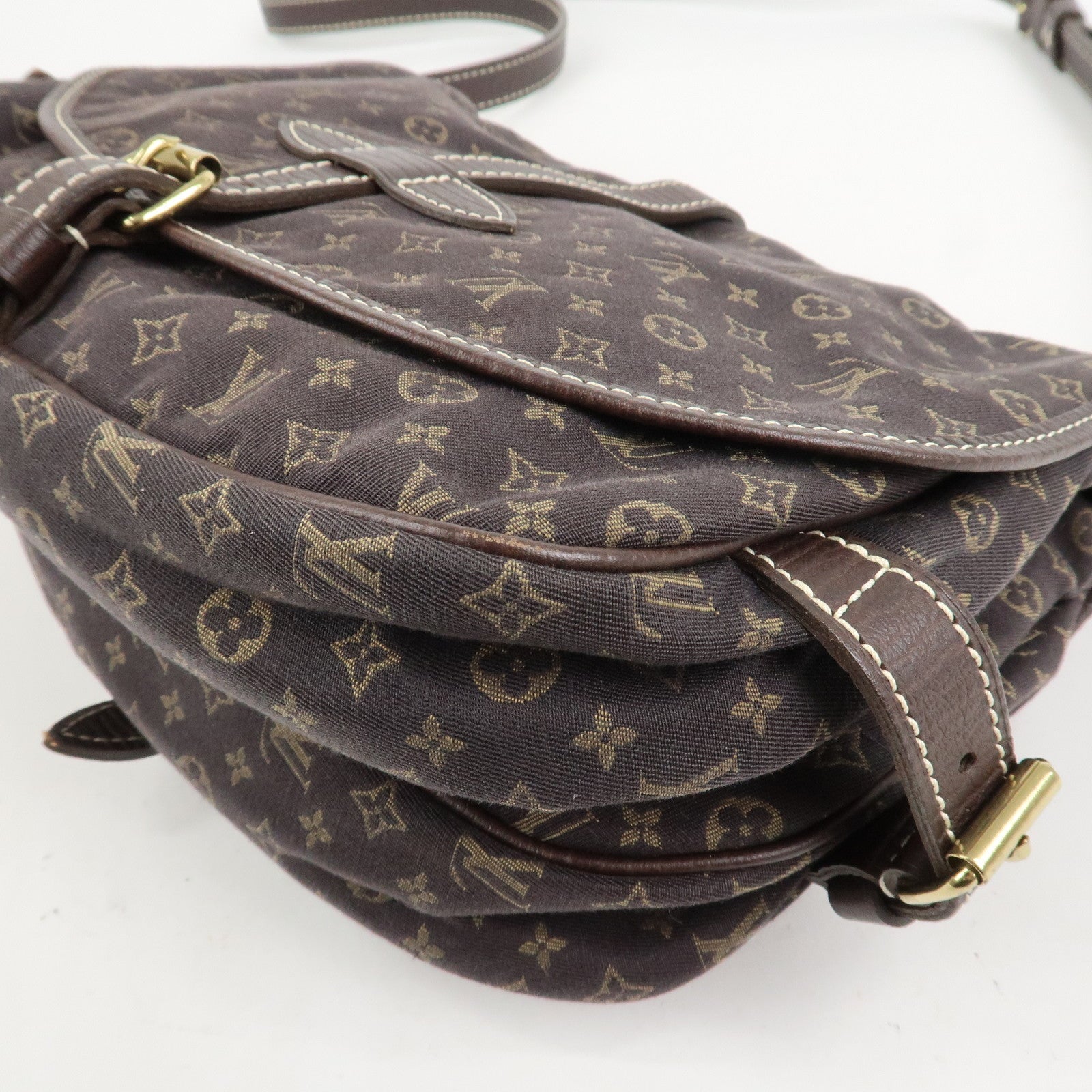 Louis Vuitton Monogram Mini Lin Saumur 30 Shoulder Bag Brown M95227