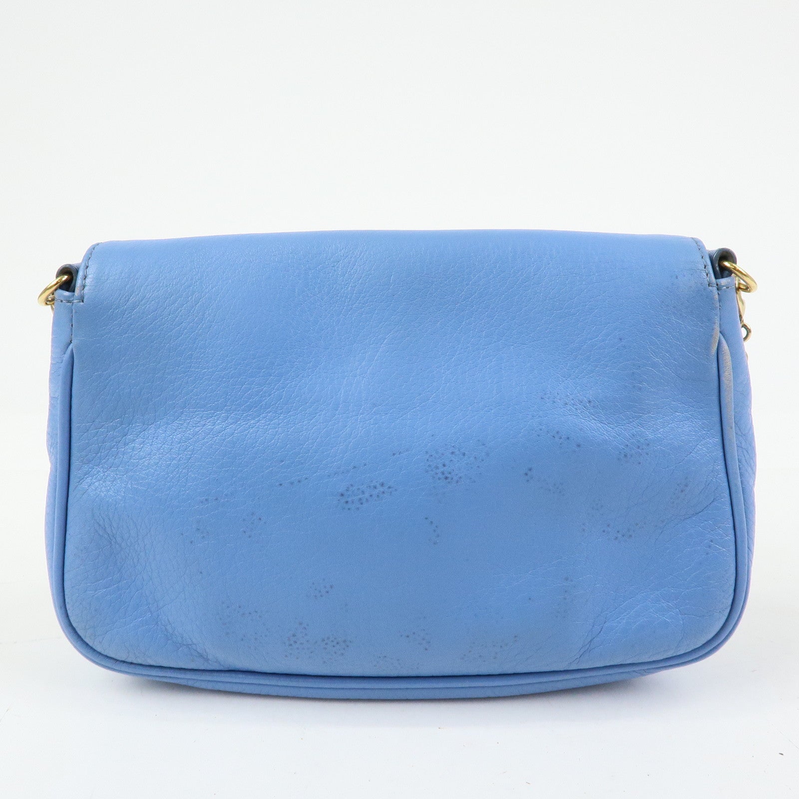 FENDI Leather Chain Shoulder Bag Crossbody Bag Light Blue 8M0276