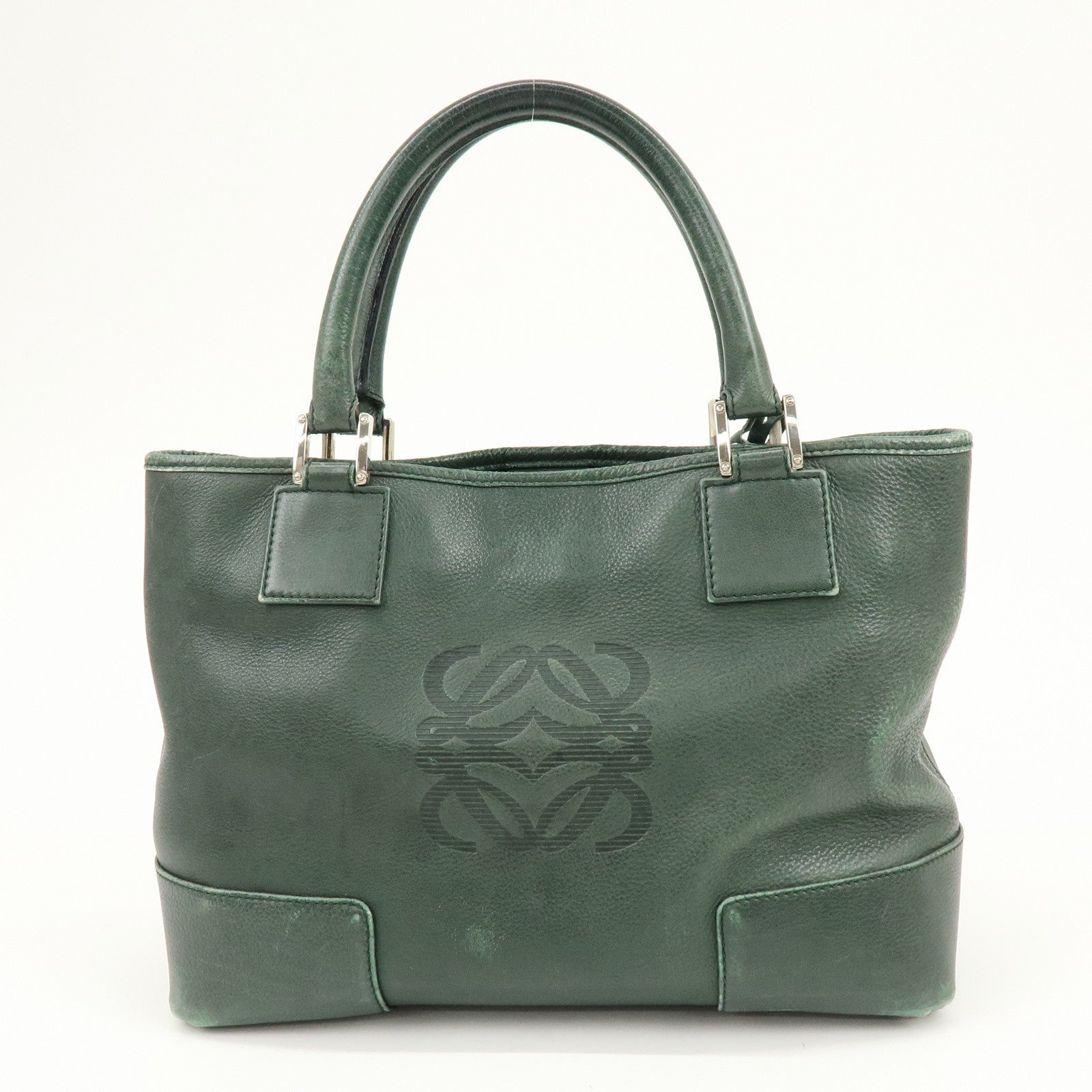 LOEWE Anagram Leather Tote Bag Hand Bag Green