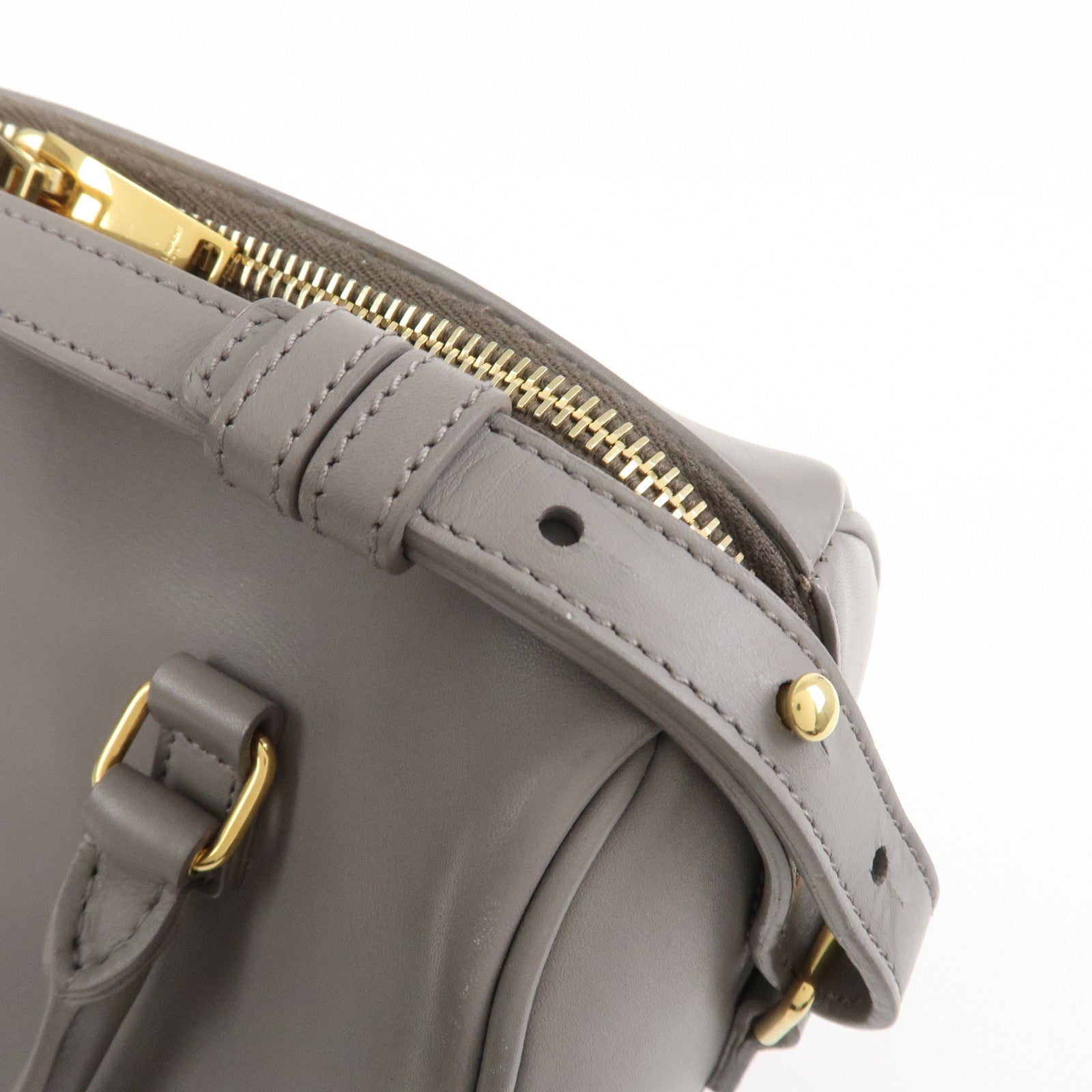 SAINT LAURENT PARIS Baby Duffle Leather 2WAY Hand Bag Gray 330958