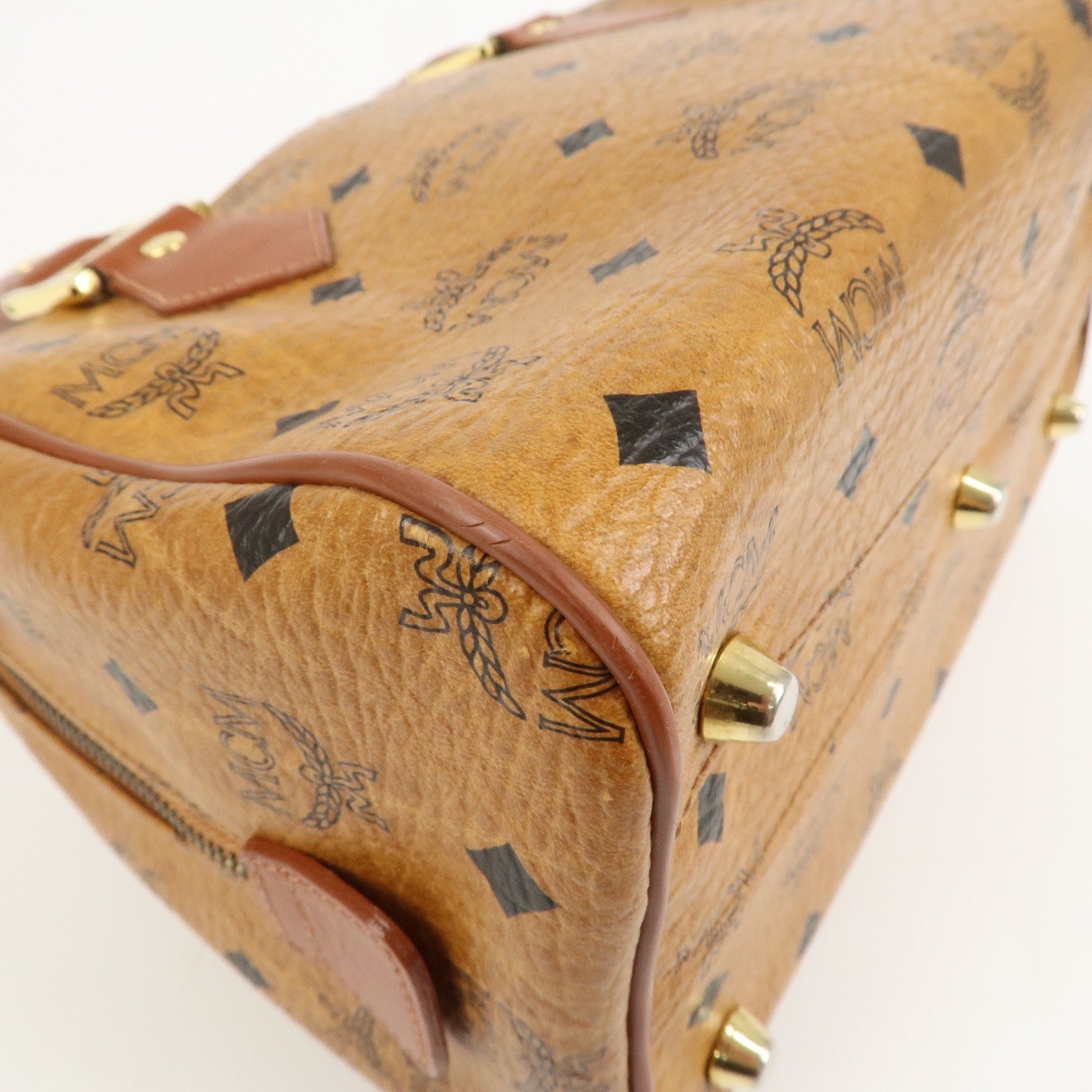 MCM Visetos Leather 2WAY Bag Hand Bag Shoulder Bag Brown