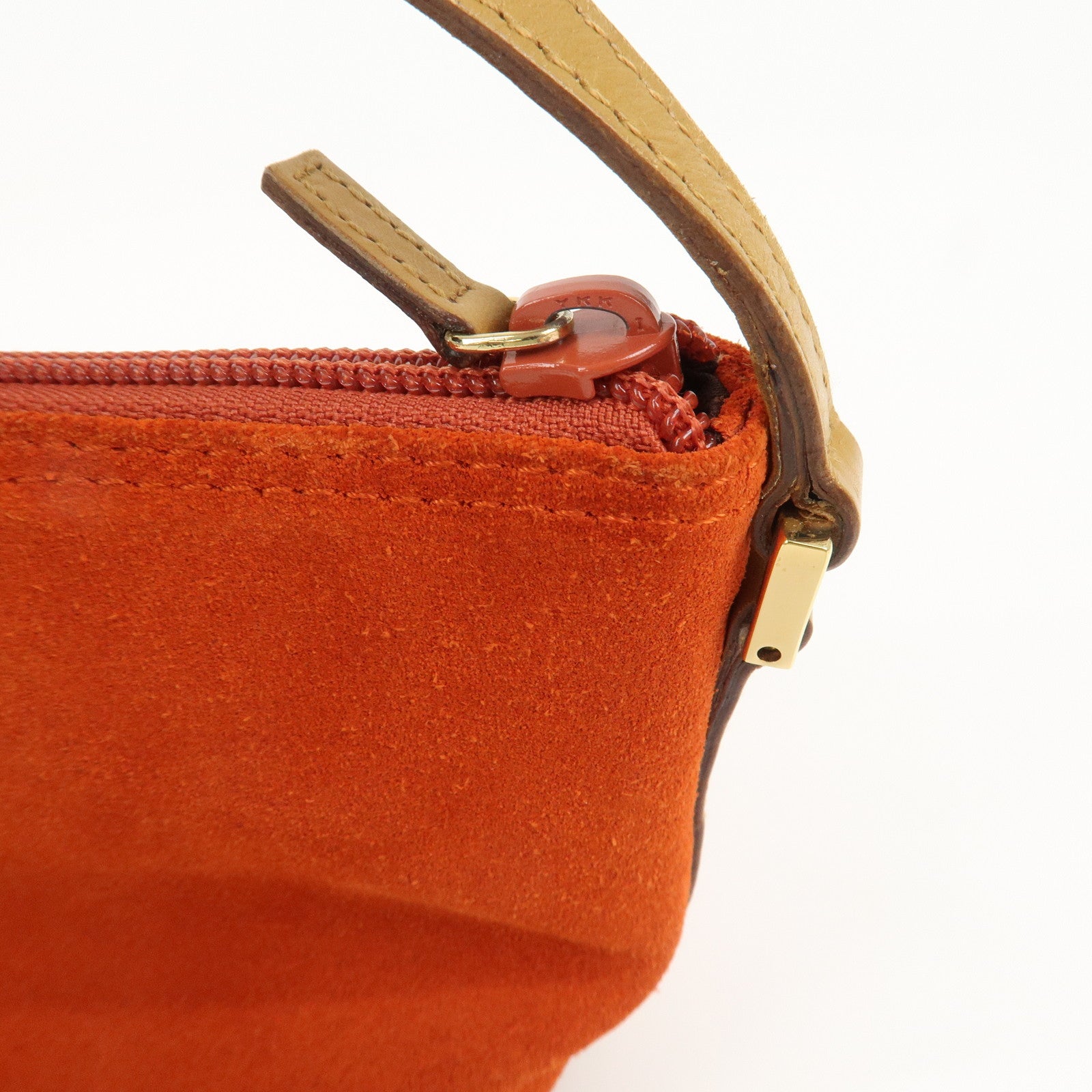 GUCCI Suede Leather Accessory Pouch Hand Bag Orange 039.1103