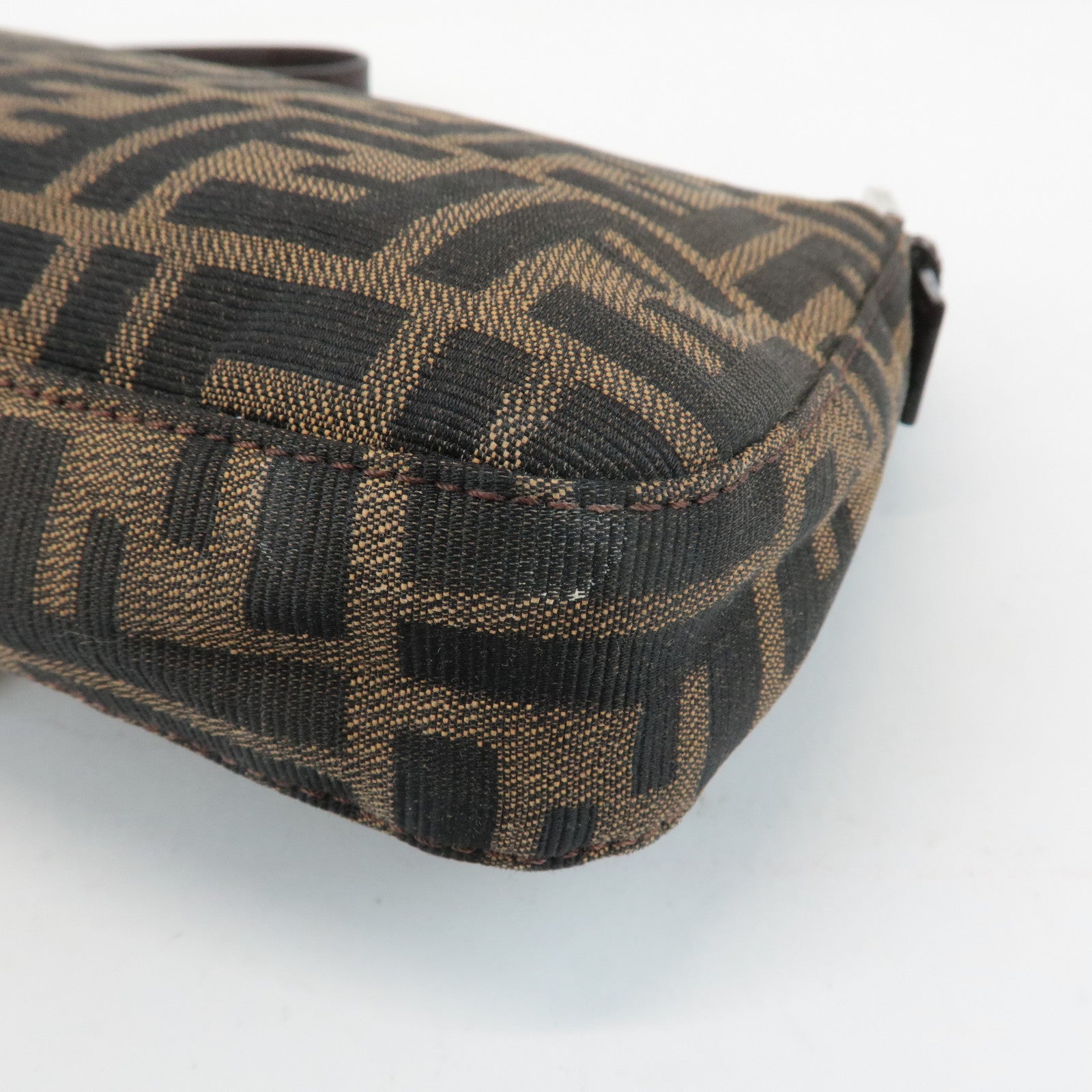 FENDI Zucca Mamma Baguette Canvas Shoulder Bag 26424 Brown Black Used