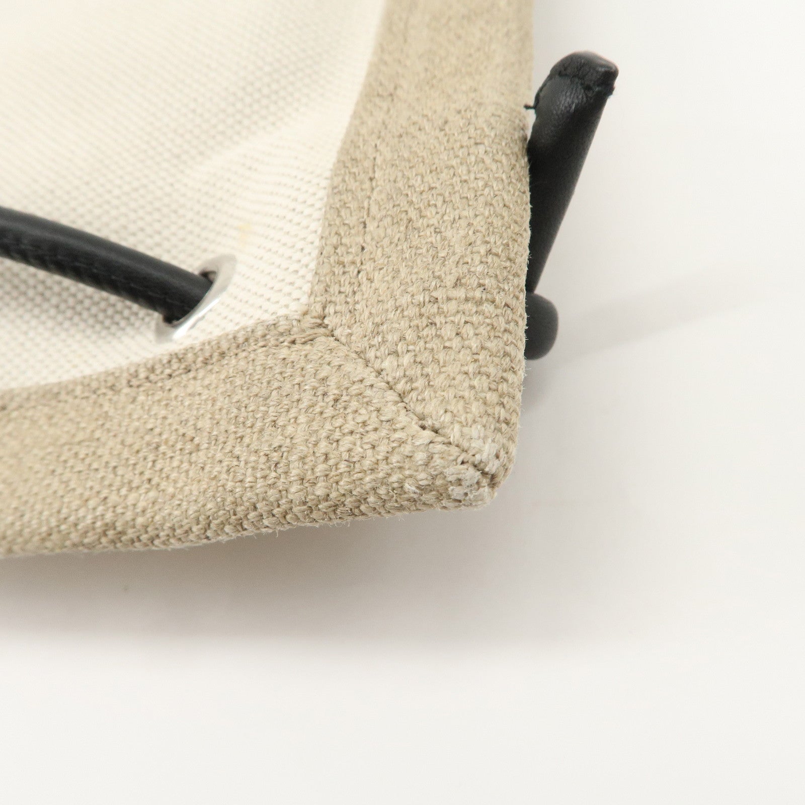 SAINT LAURENT Leather Canvas 2Way Bag Back Pack Natural 710272 Used