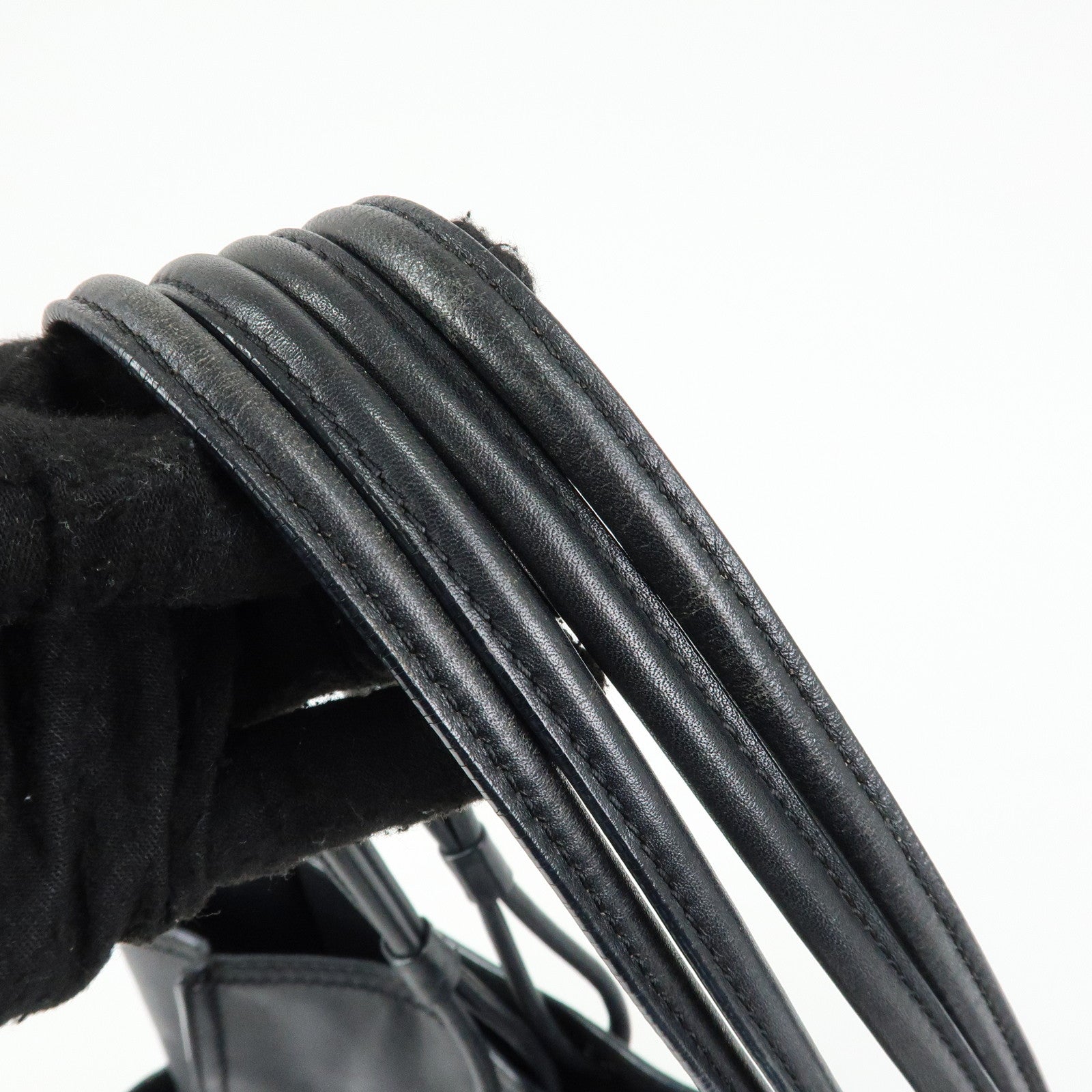 LOEWE Logo Studs Leather Shopper Tote Bag Shoulder Bag Black