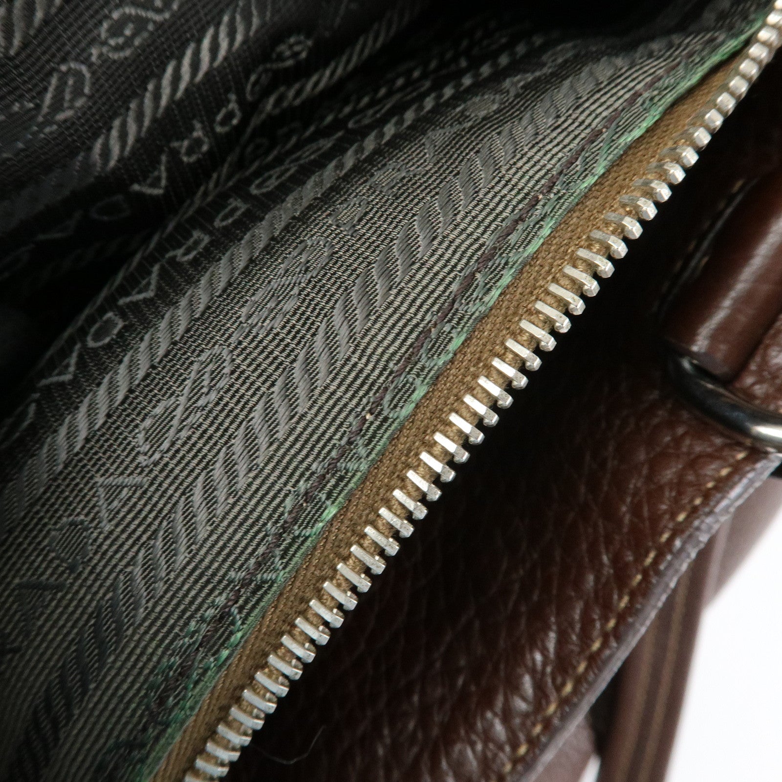 PRADA Vitello Daino Leather Shoulder Bag Tote Bag Brown BR3250