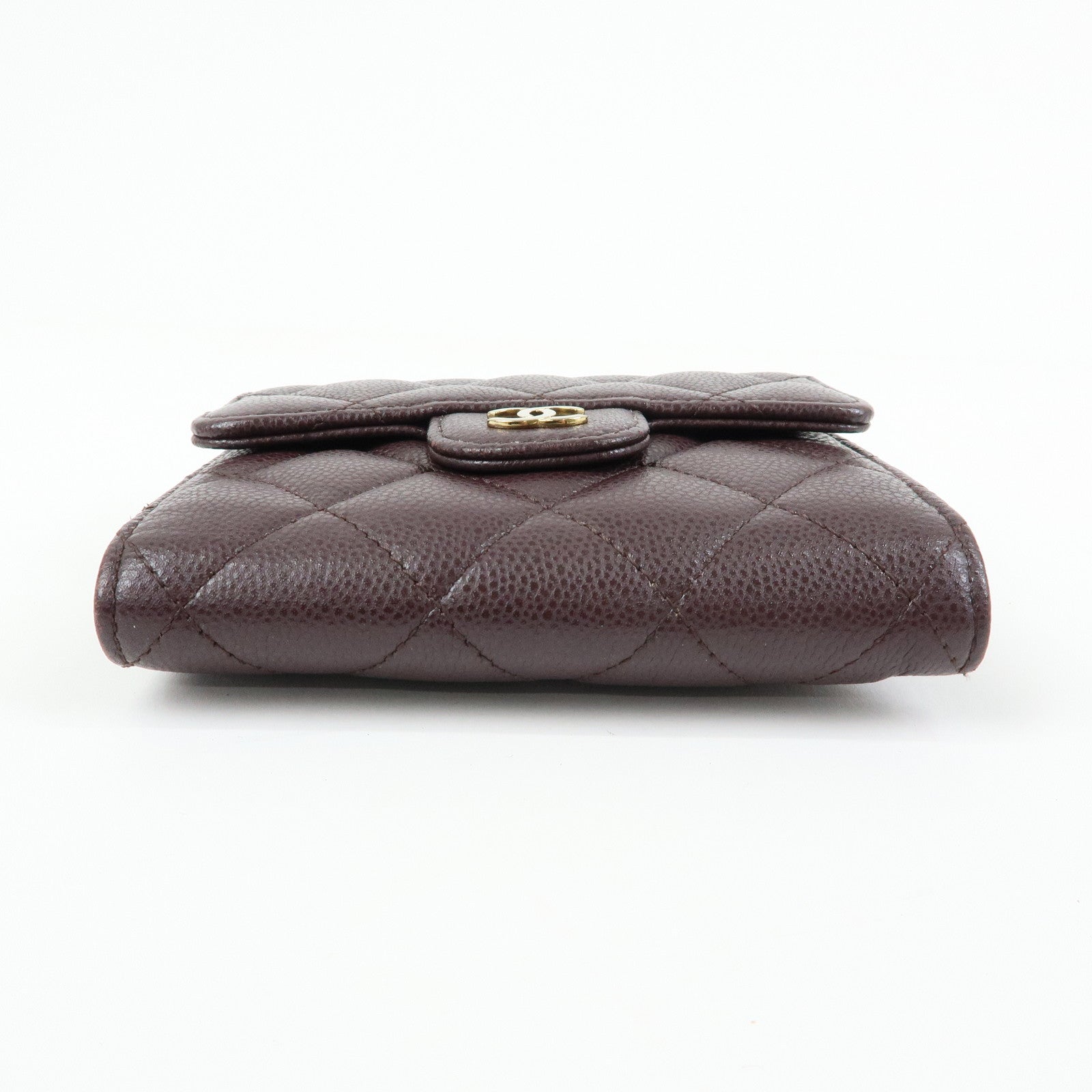 CHANEL Matelasse Caviarskin Small Tri-fold Wallet Brown AP0231