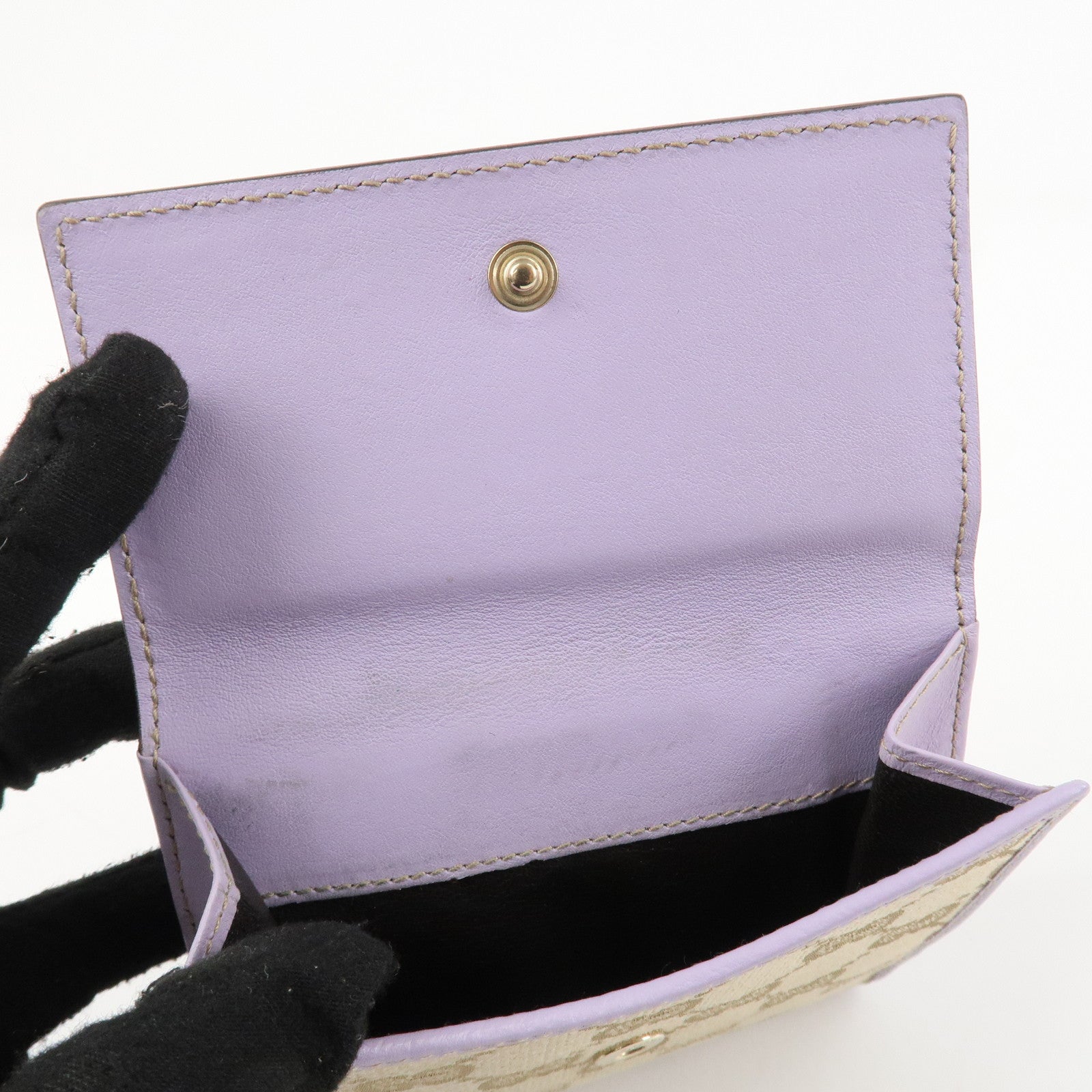 GUCCI Lovely Heart GG Canvas Leather W Hook Bi-Fold Wallet 203549 Used