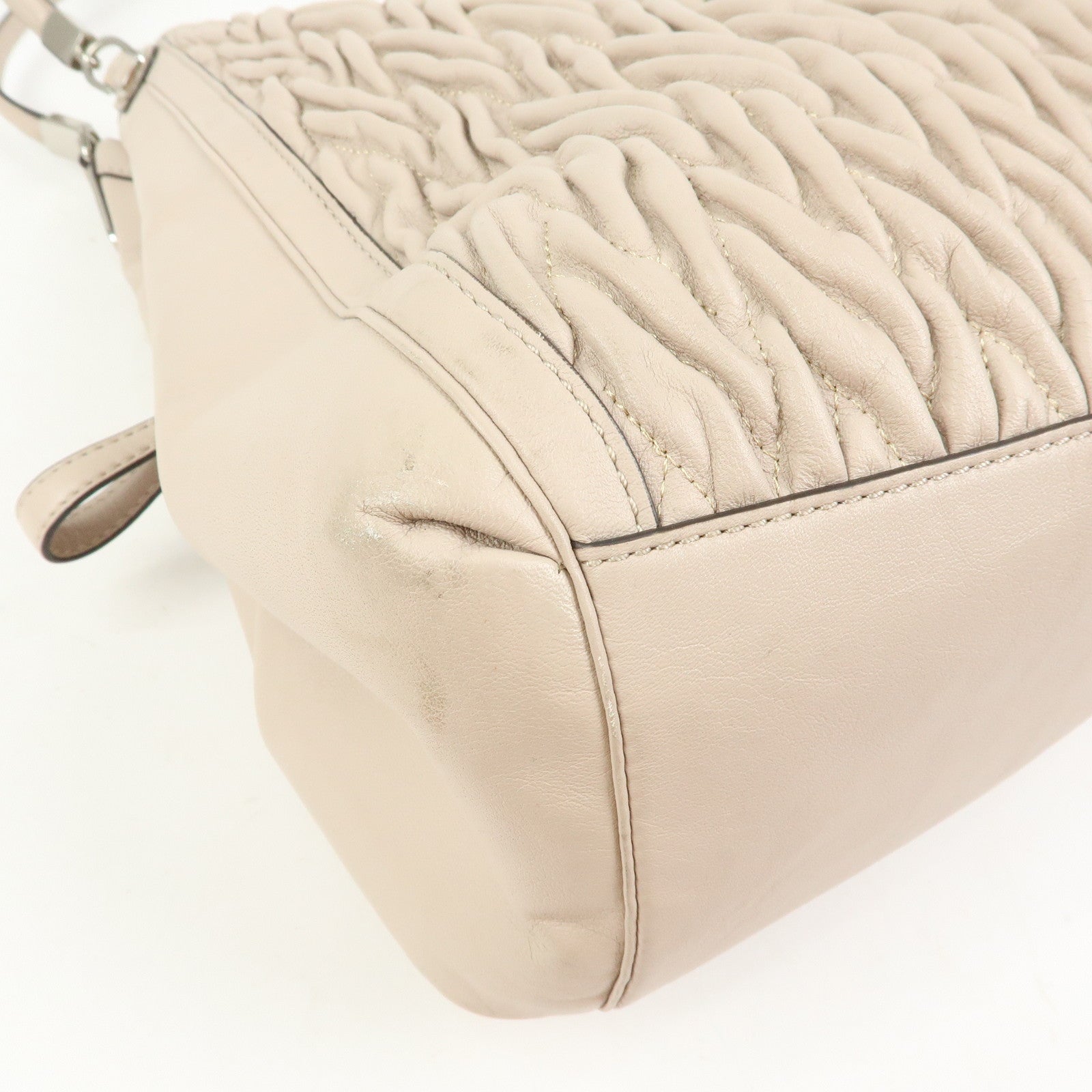 COACH Madison Leather Shoulder Bag Hand Bag Pink Beige