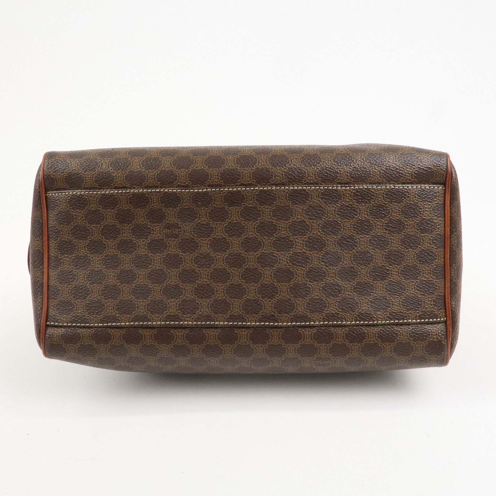 CELINE Macadam PVC Leather Boston Bag Hand Bag Brown