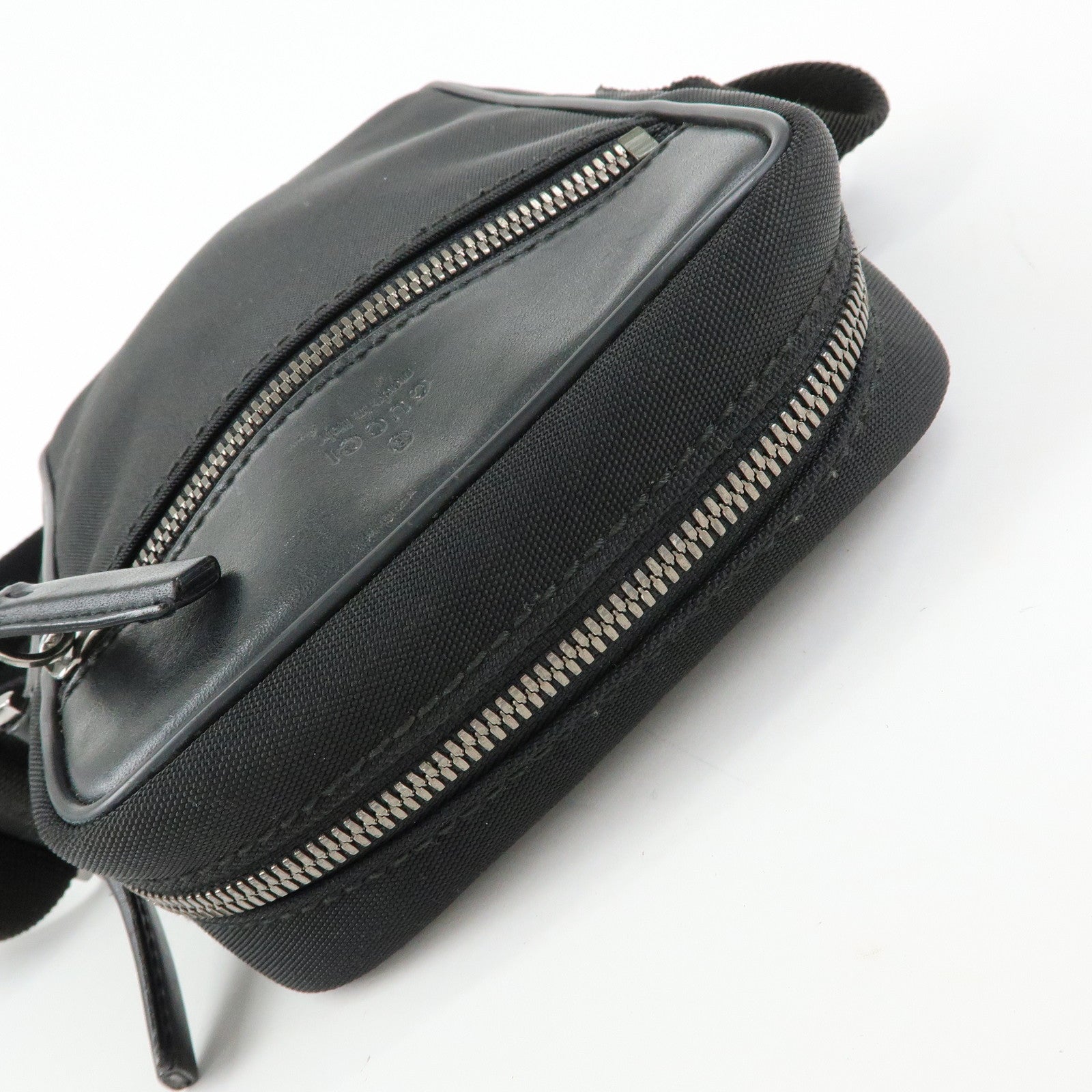 GUCCI Logo Canvas Leather Shoulder Crossbody Bag Black 101680
