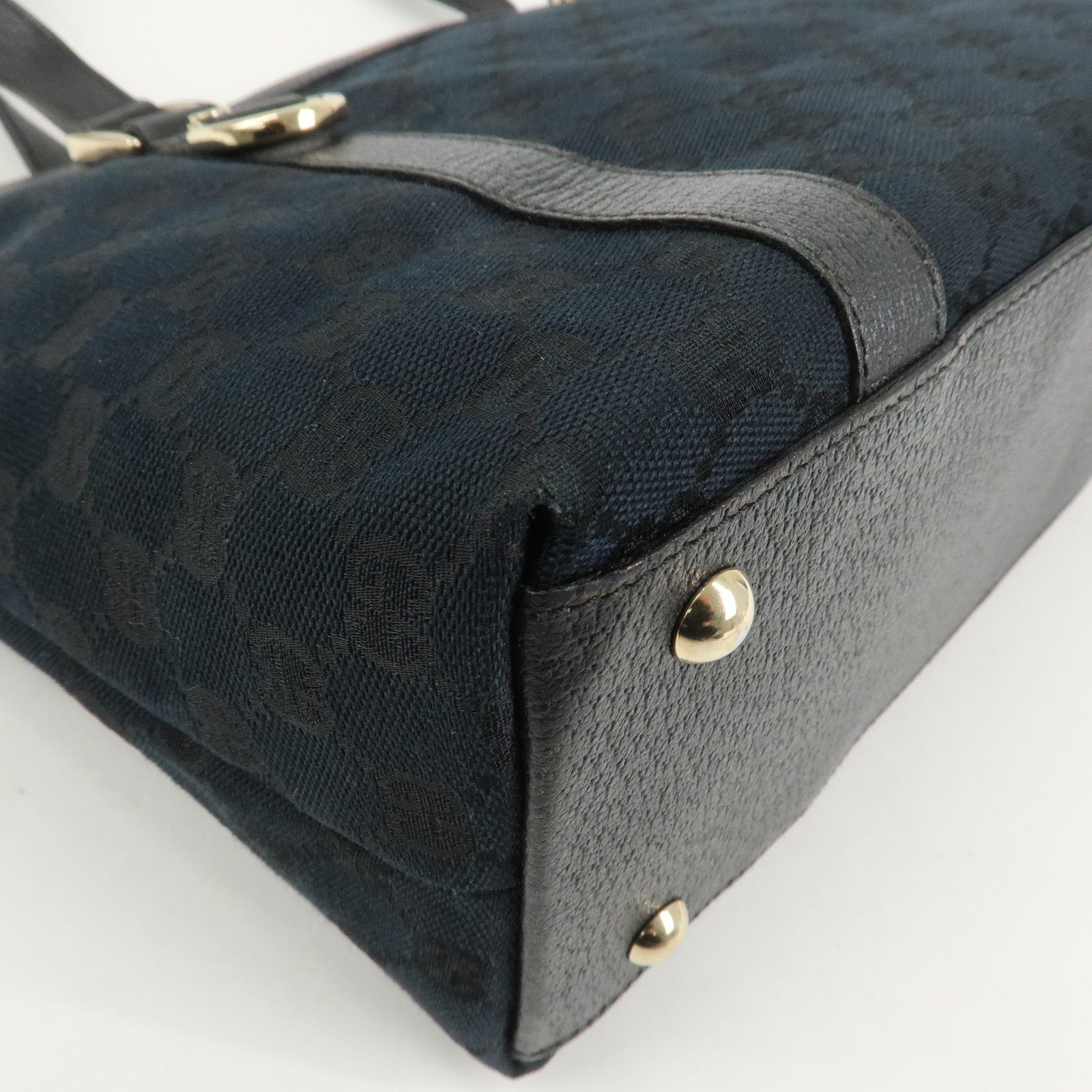 GUCCI Abbey GG Canvas Leather Tote Bag Shoulder Bag Black 141470