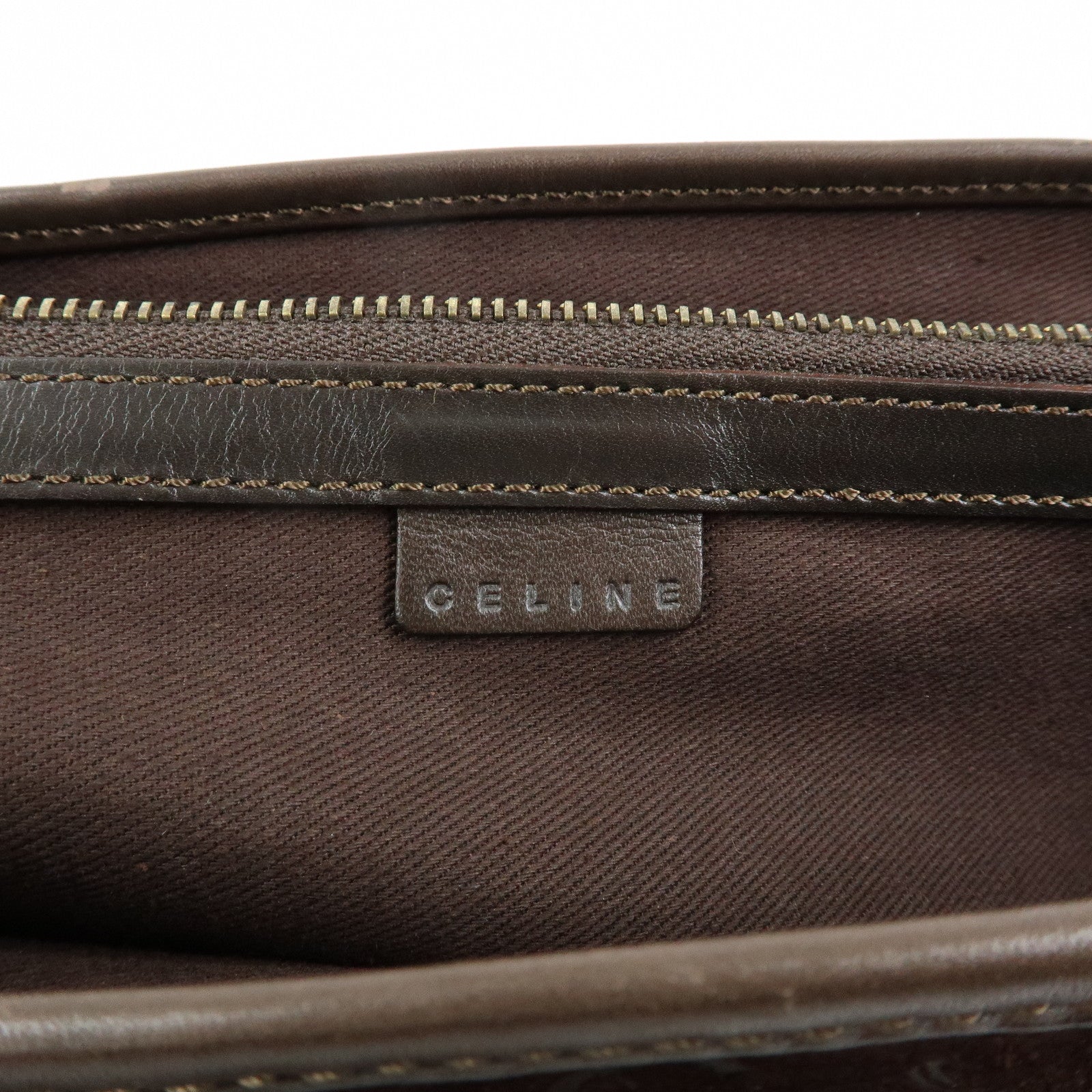 CELINE C Macadam Suede Leather Boogie Bag Hand Bag Brown