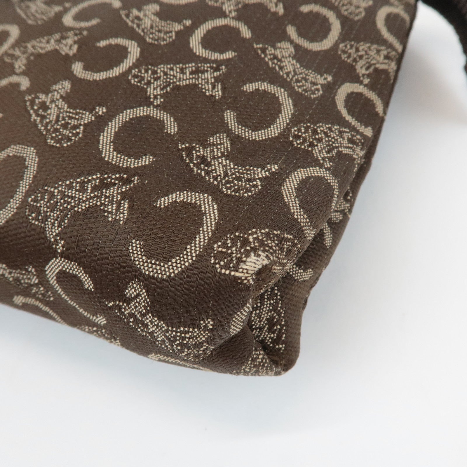CELINE C Macadam Canvas Leather Pouch Brown