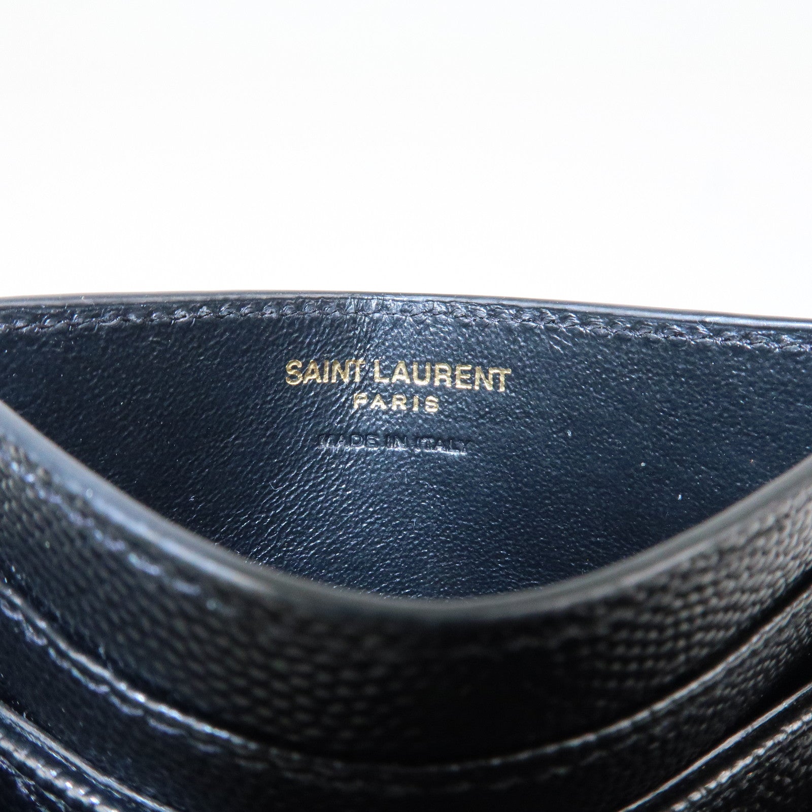 SAINT LAURENT PARIS Casandra Leather Card Case Black 423291