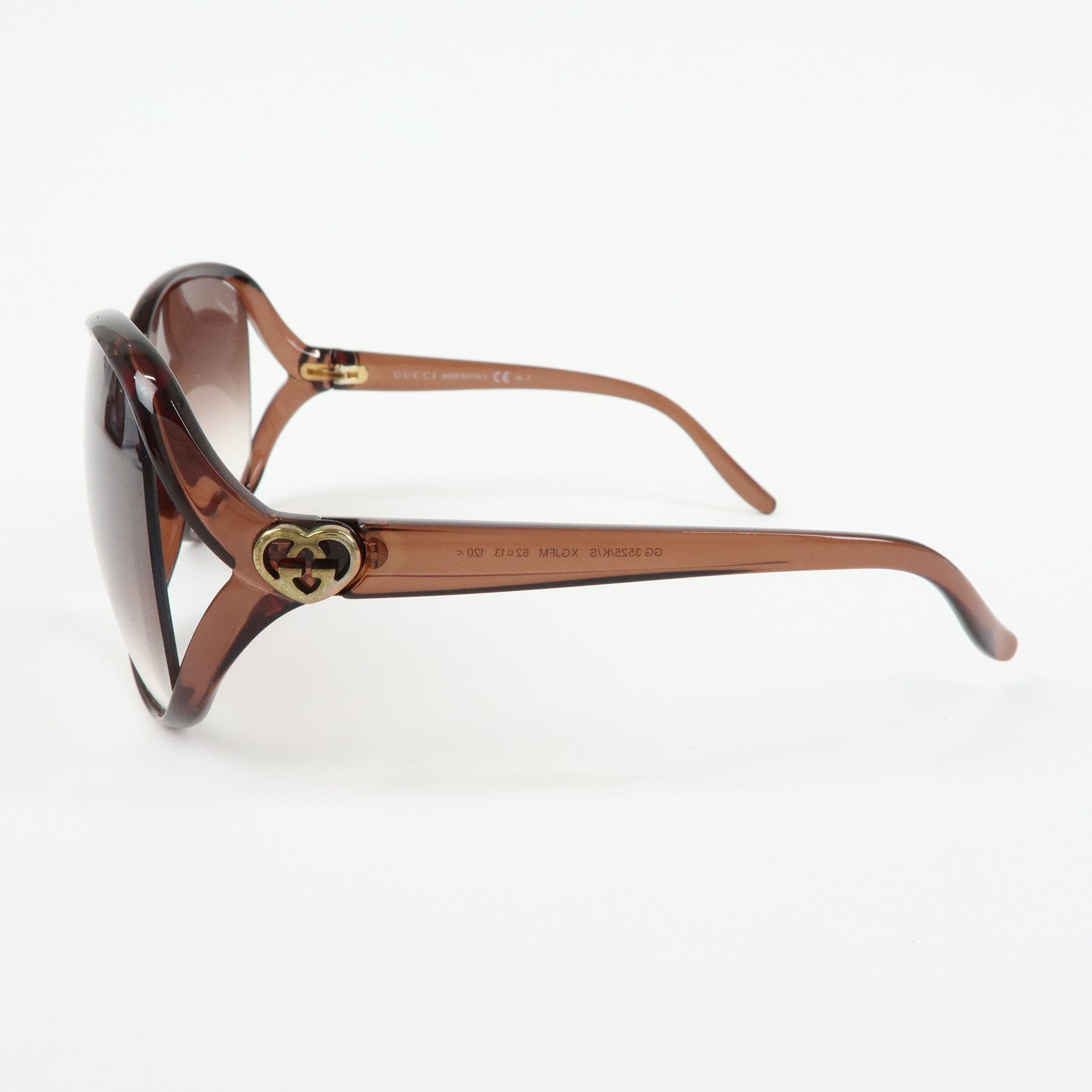 GUCCI Interlocking G Lovery Heart Plastic Sunglasses Brown GG3525