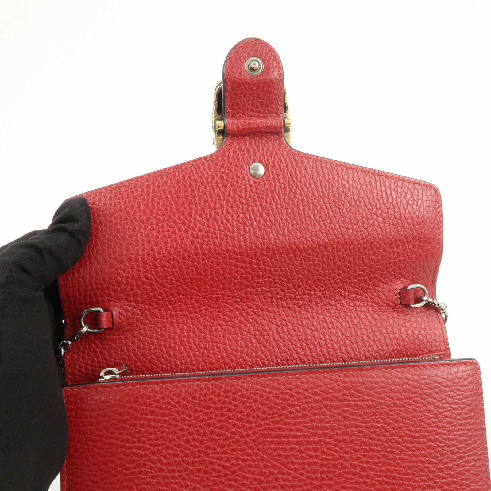 GUCCI Dionysus Leather Chain Shoulder Bag Red 401231