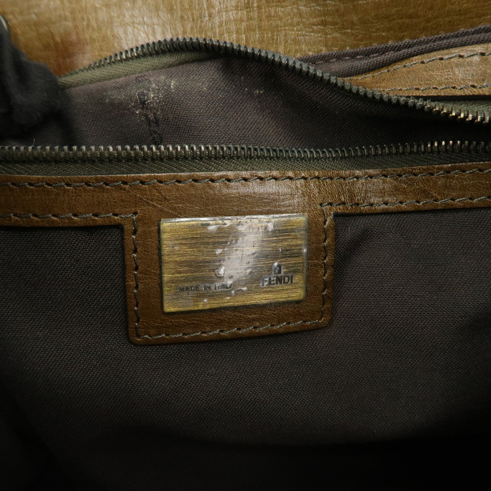 FENDI Etnico Squirrel Embroidery Tote Bag Shoulder Bag Gray 8BN157