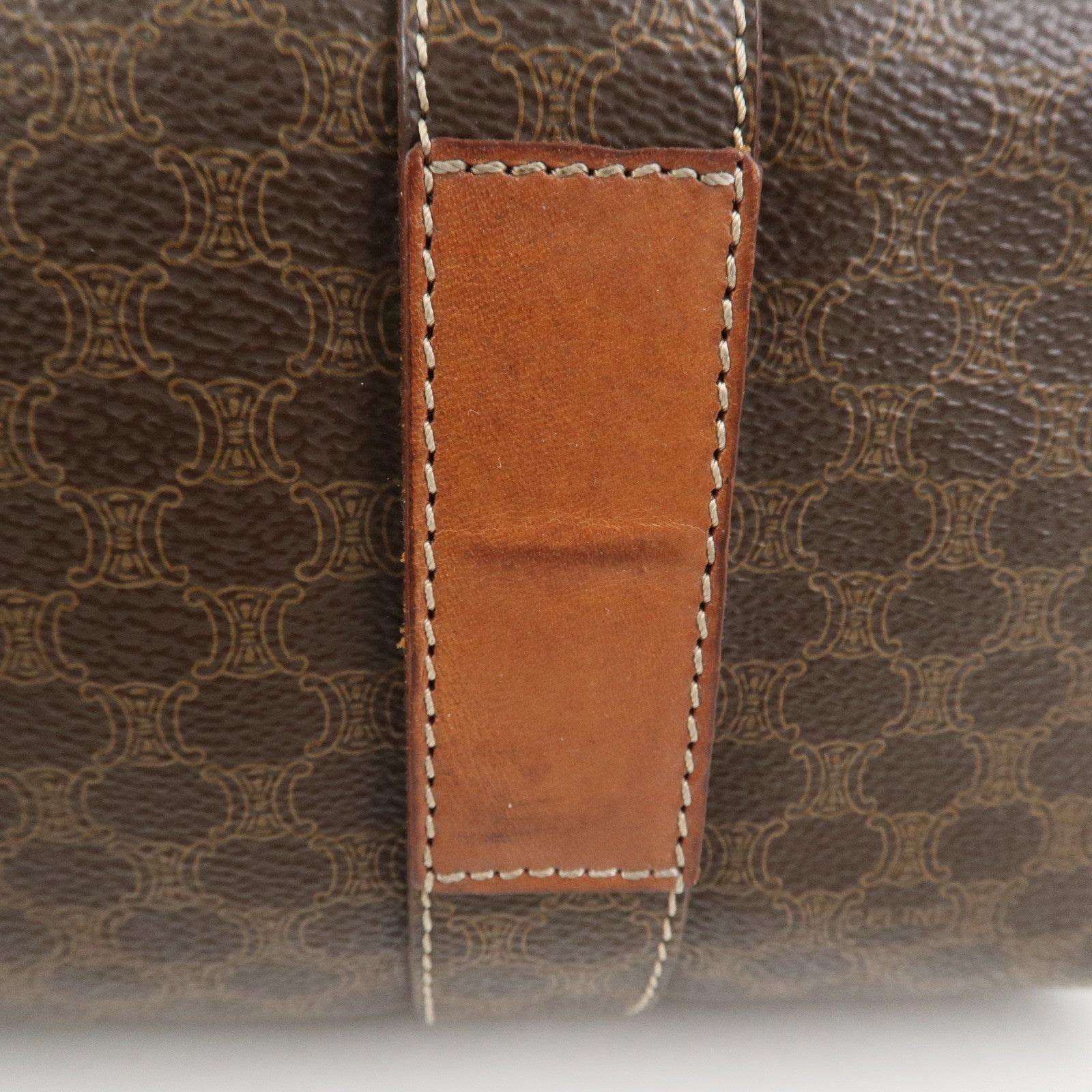CELINE Macadam PVC Canvas Leather Tote Bag Shoulder Bag Brown