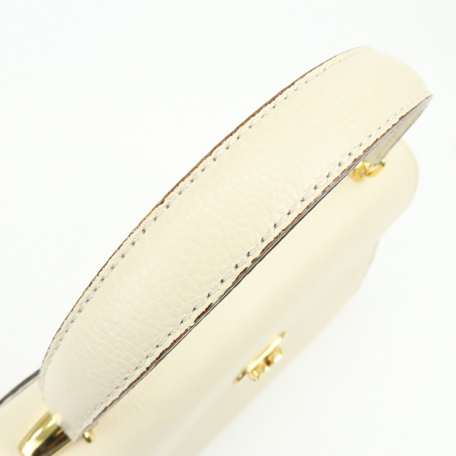 VALENTINO GARAVANI V Logo Leather Hand Bag Ivory